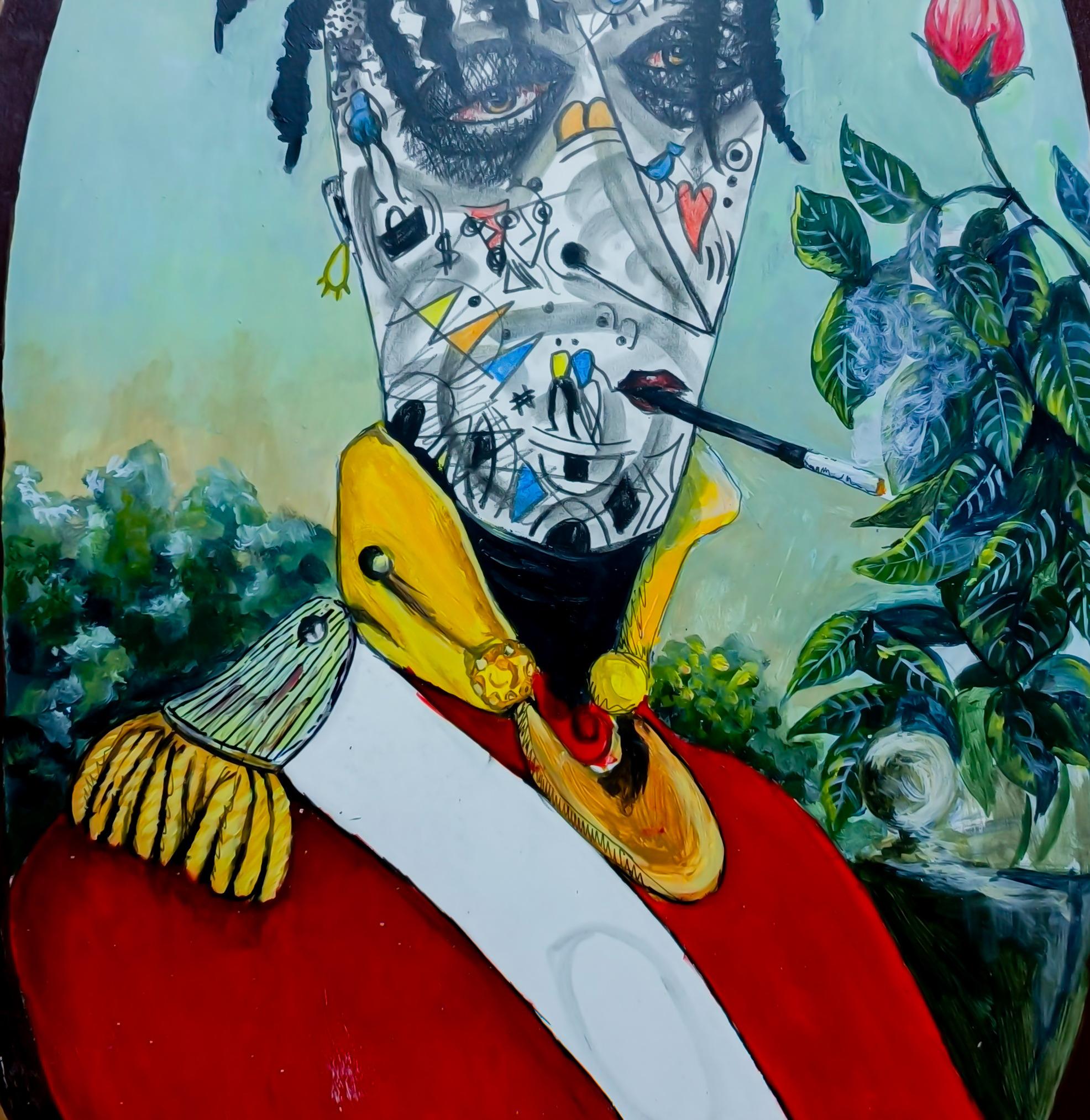 Solitude 2 - 21° secolo, Contemporaneo, Neo-espressionismo, Tecnica mista, Africa in vendita 1