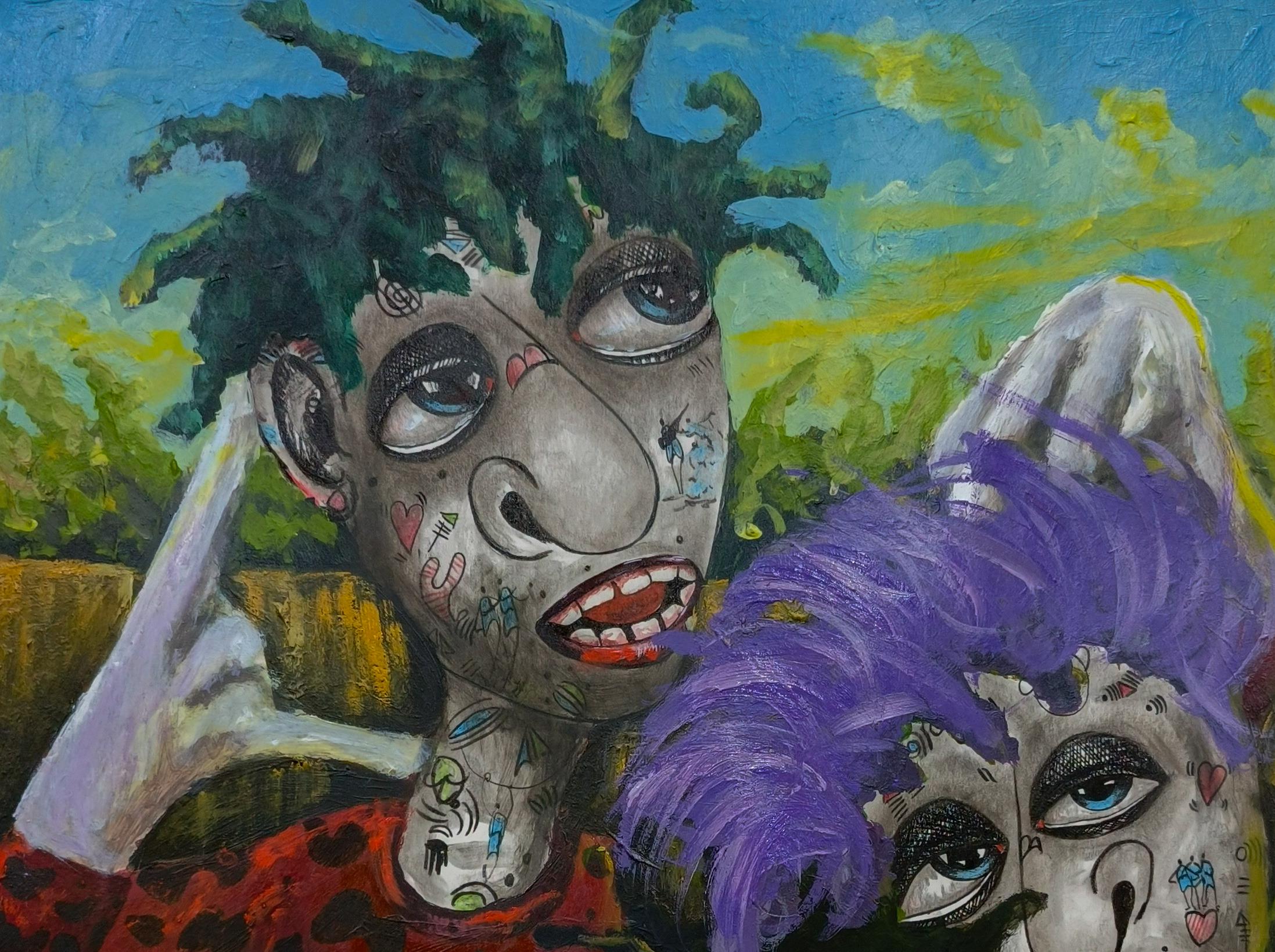 We Dem Boz - Siglo XXI, Contemporáneo, Neoexpresionismo, Técnica mixta, Personas - Painting de Fredrick Idele