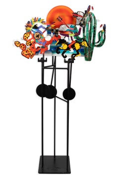 Fredrick Prescott – Cowboys And Indians, 1987 Signed Kinetic Steel Sculpture