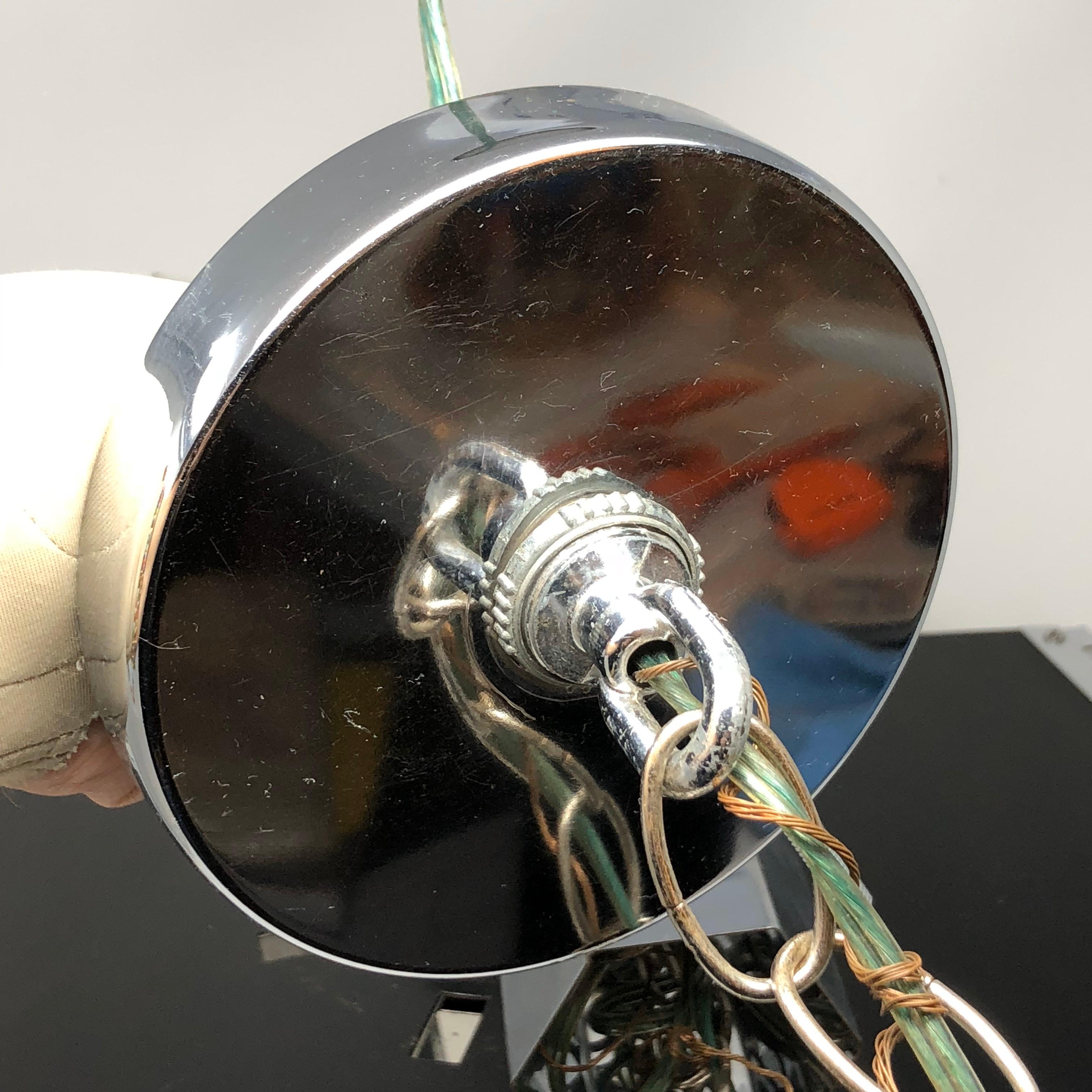 Fredrick Ramond Hexagonal Chrome and Smoked Glass Chandelier, USA, circa 1970s For Sale 7