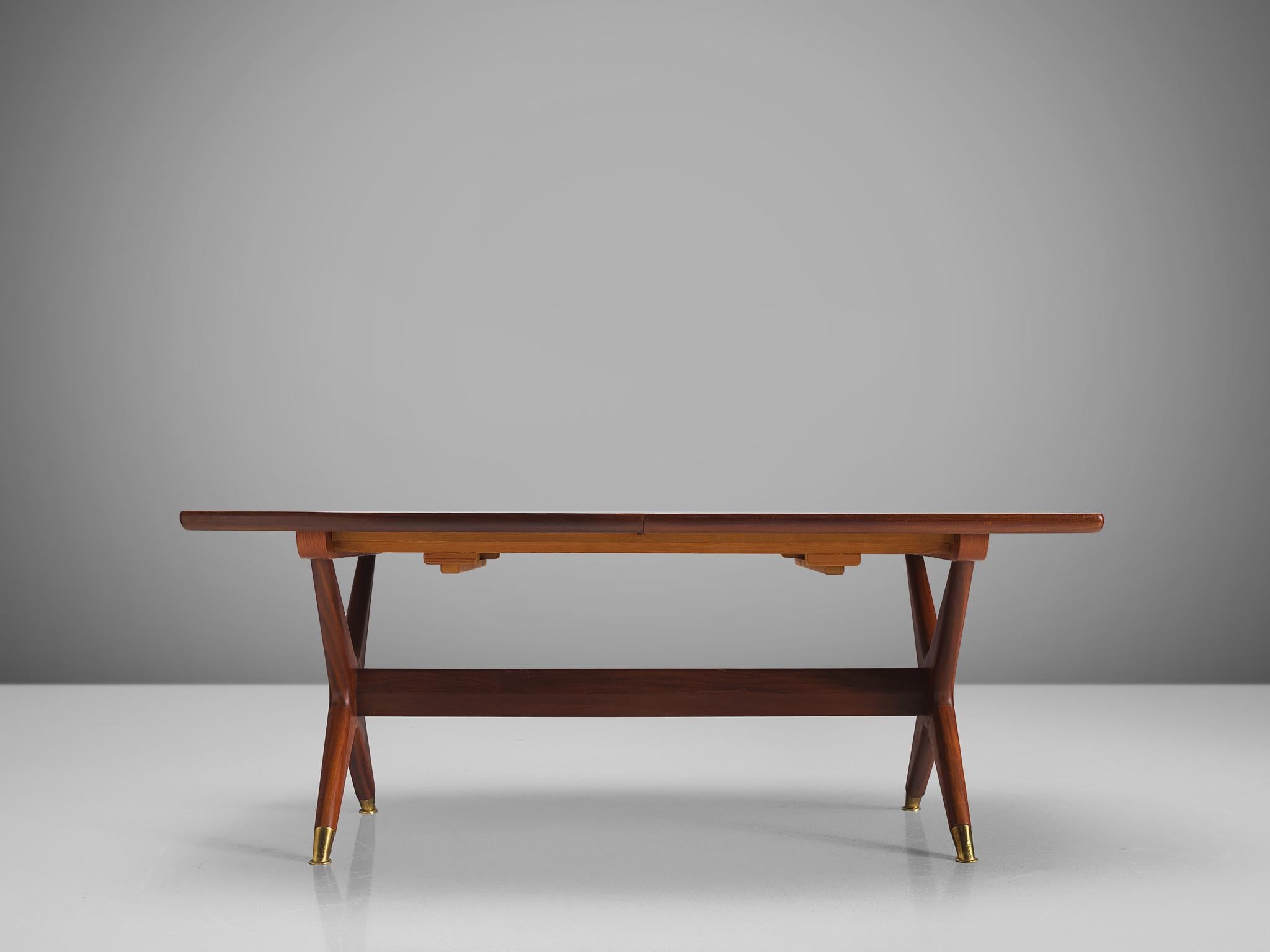 Scandinavian Modern Fredrik A. Kayser 'Captains' Extendable Dining Table in Teak and Mahogany