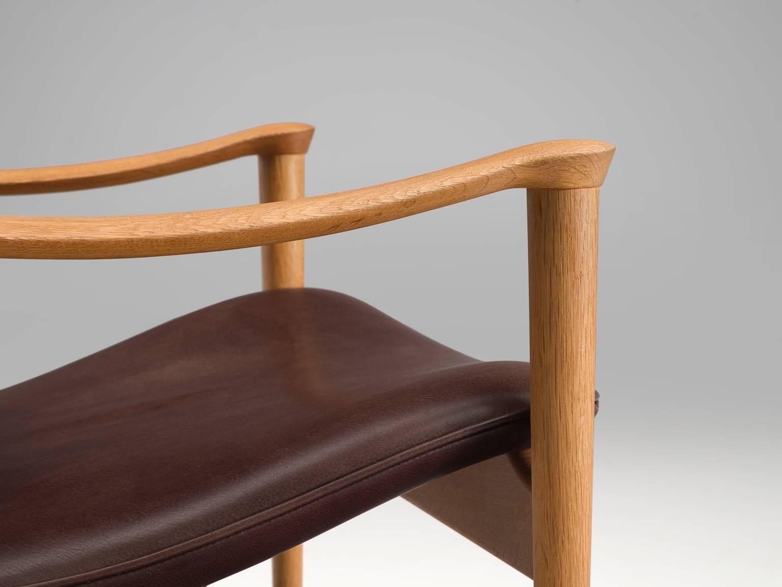 Faux Leather Fredrik A. Kayser Norwegian Oak Easy Chairs