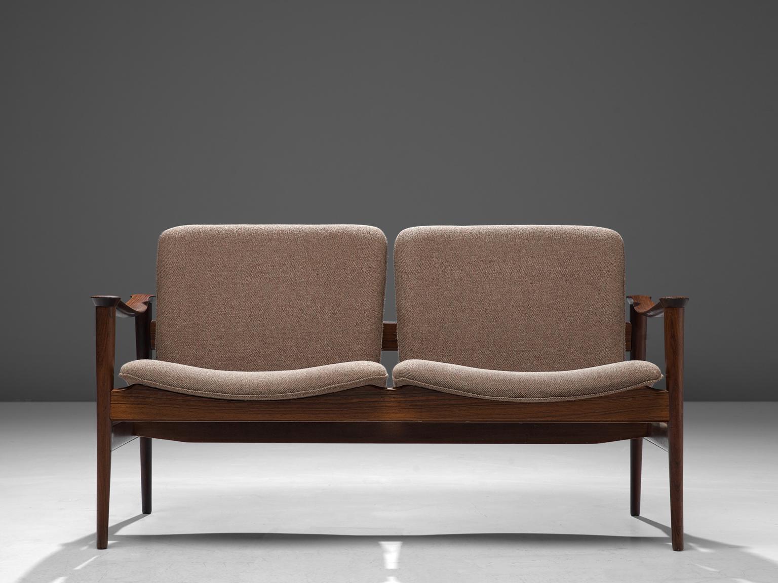 Mid-Century Modern Fredrik A. Kayser Rosewood and Fabric Settee
