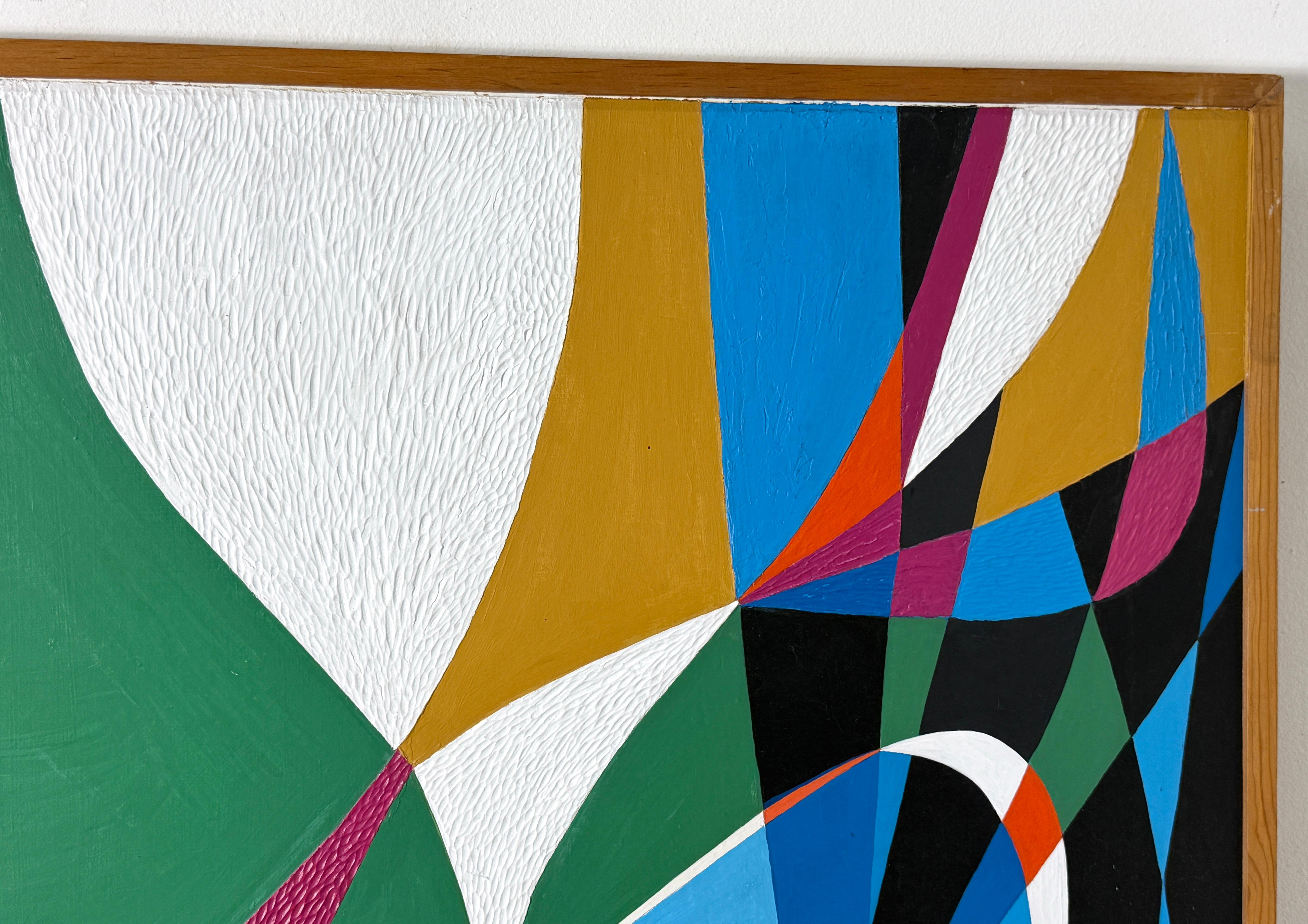 Fredrik Deuker Abstract Modernist Color Block Painting Acrylic on Gesso 1950s im Angebot 3