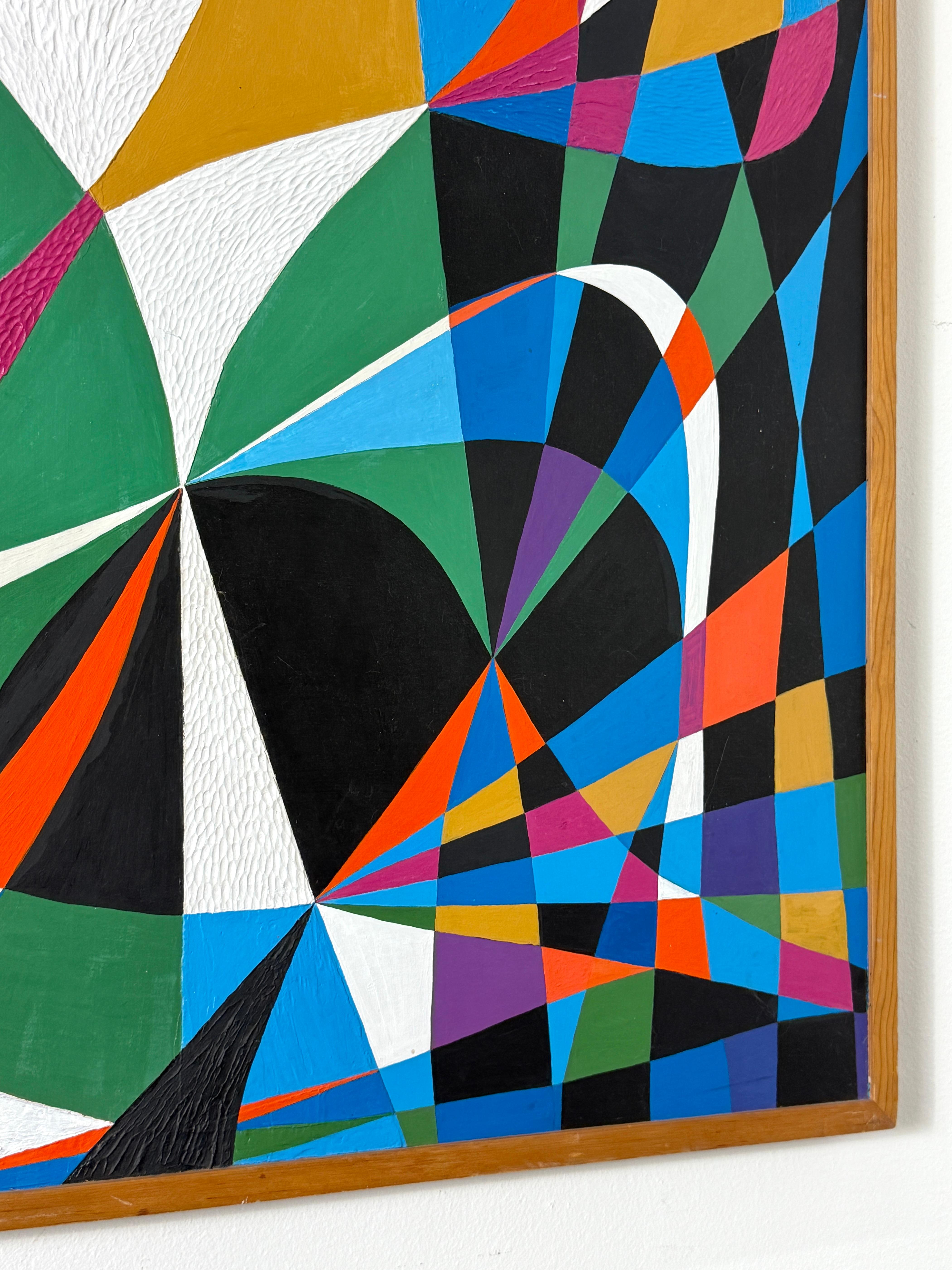 Fredrik Deuker Abstract Modernist Color Block Painting Acrylic on Gesso 1950s im Angebot 4