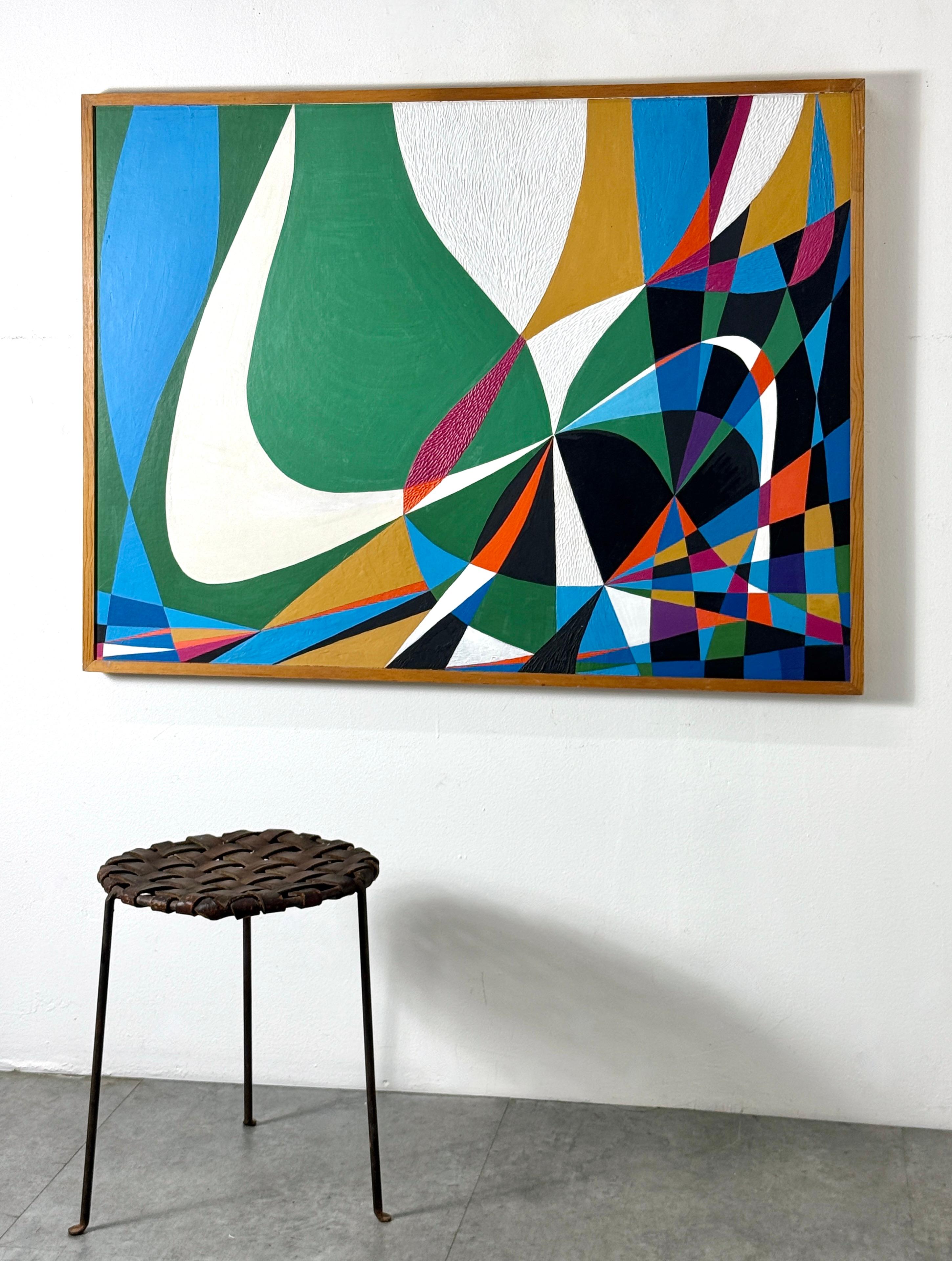 Fredrik Deuker Abstract Modernist Color Block Painting Acrylic on Gesso 1950s (Moderne der Mitte des Jahrhunderts) im Angebot