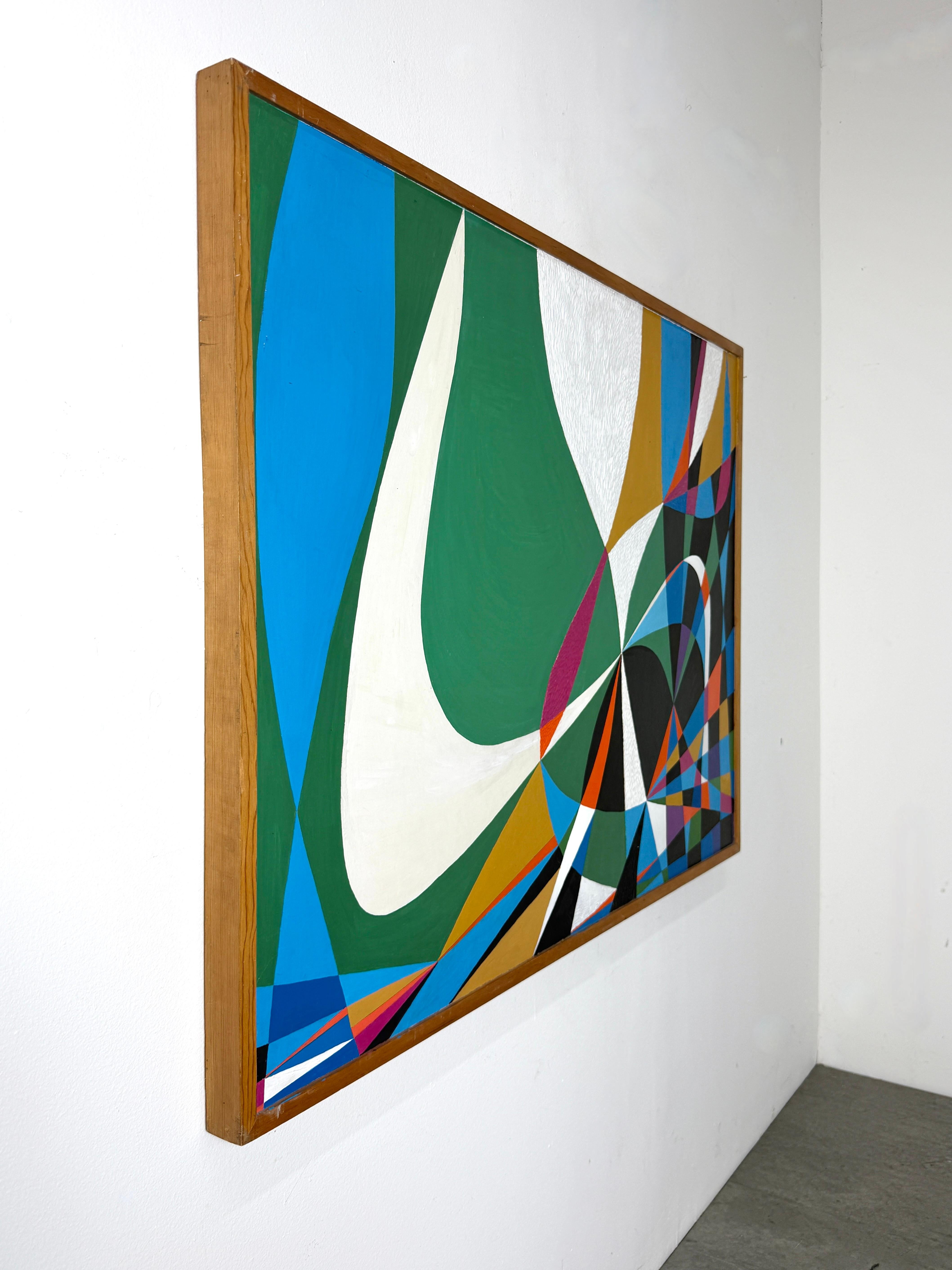 Fredrik Deuker Abstract Modernist Color Block Painting Acrylic on Gesso 1950s (amerikanisch) im Angebot