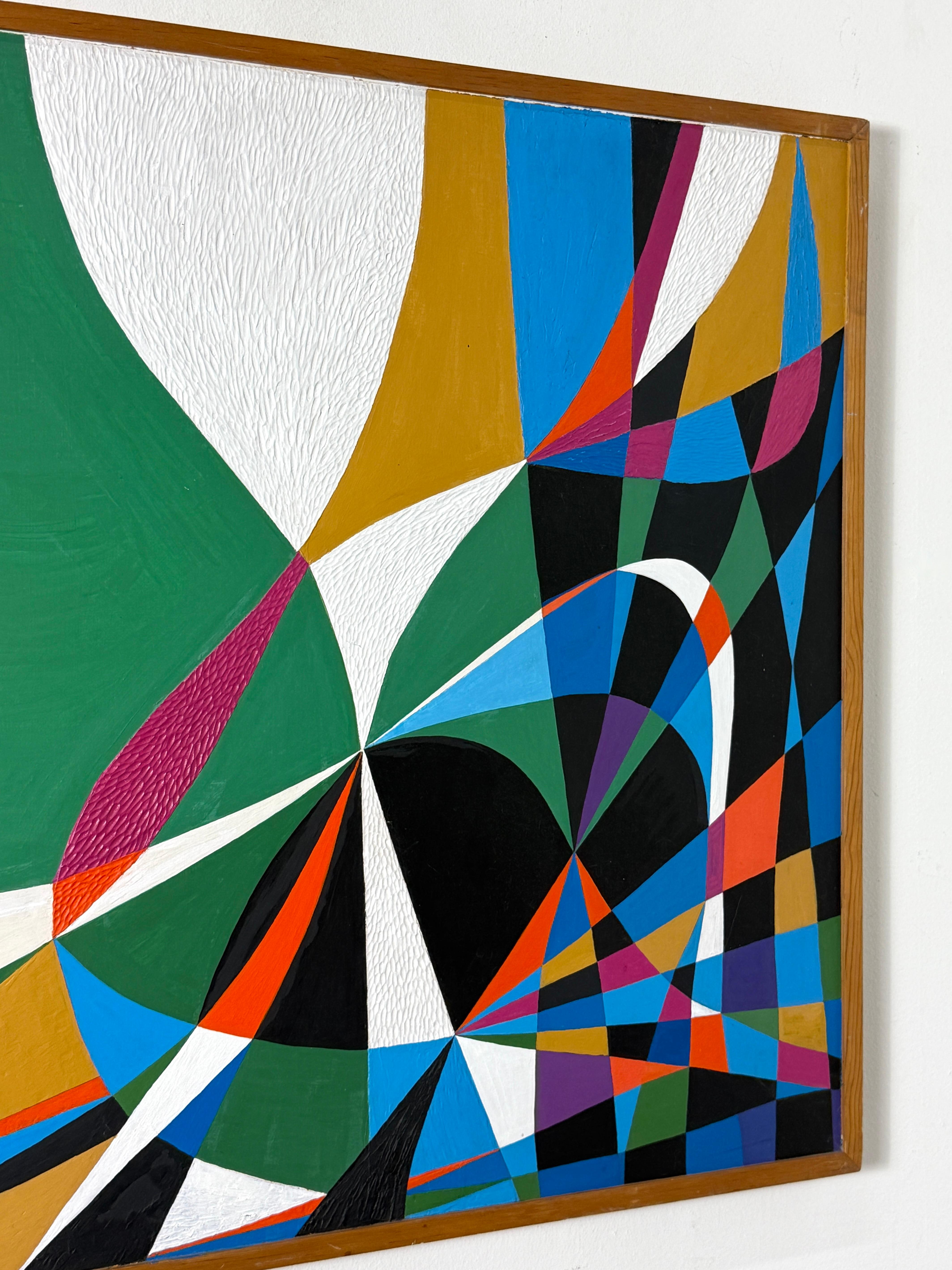 Fredrik Deuker Abstract Modernist Color Block Painting Acrylic on Gesso 1950s (Handbemalt) im Angebot