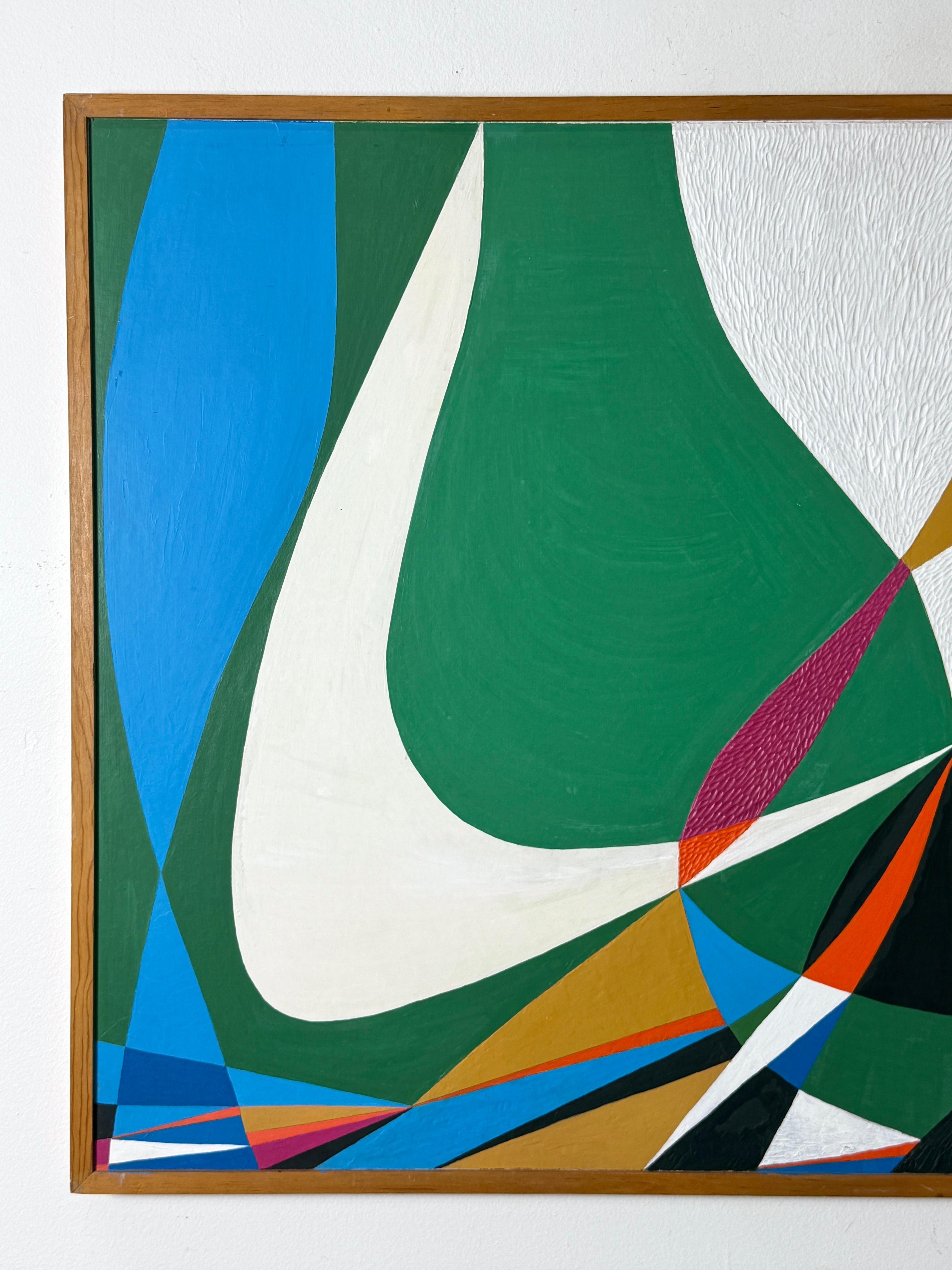 Fredrik Deuker Abstract Modernist Color Block Painting Acrylic on Gesso 1950s im Zustand „Gut“ im Angebot in Troy, MI