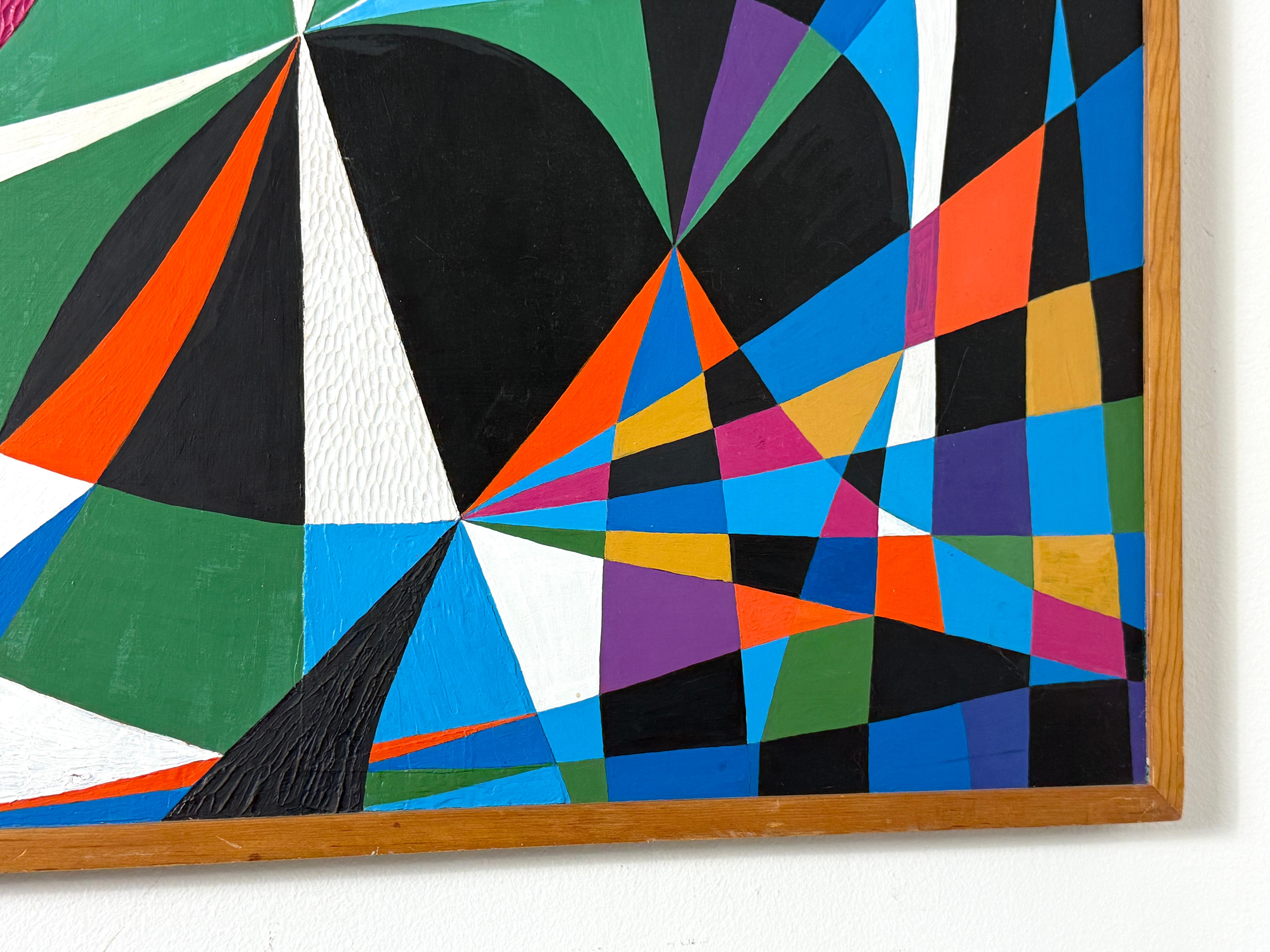 Fredrik Deuker Abstract Modernist Color Block Painting Acrylic on Gesso 1950s (Gips) im Angebot