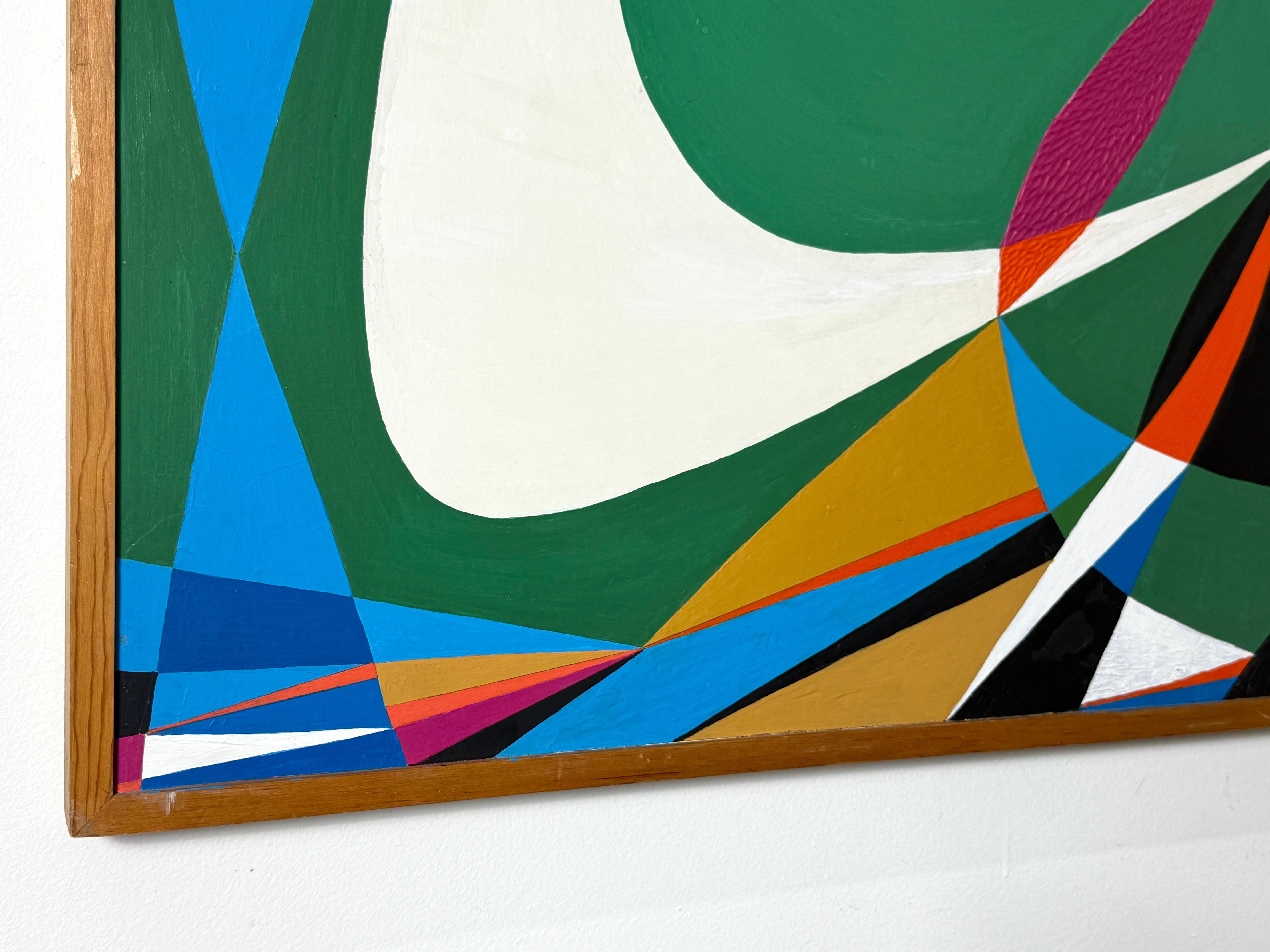 Fredrik Deuker Abstract Modernist Color Block Painting Acrylic on Gesso 1950s im Angebot 1