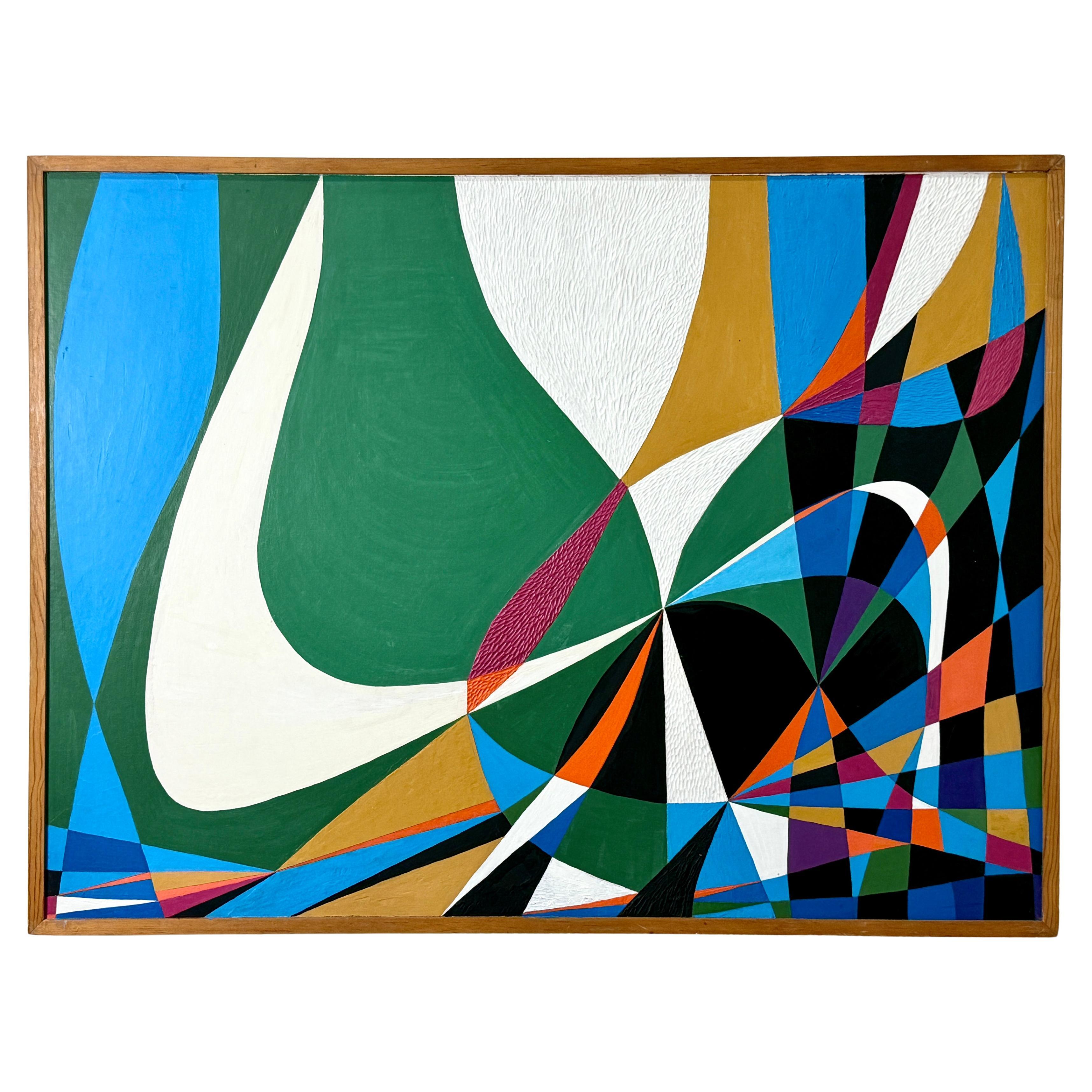 Fredrik Deuker Abstract Modernist Color Block Painting Acrylic on Gesso 1950s