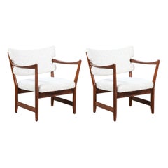 Fredrik Kayser & Chaises longues en teck "Kaminstolen" d'Adolf Relling pour Dokka Mobler