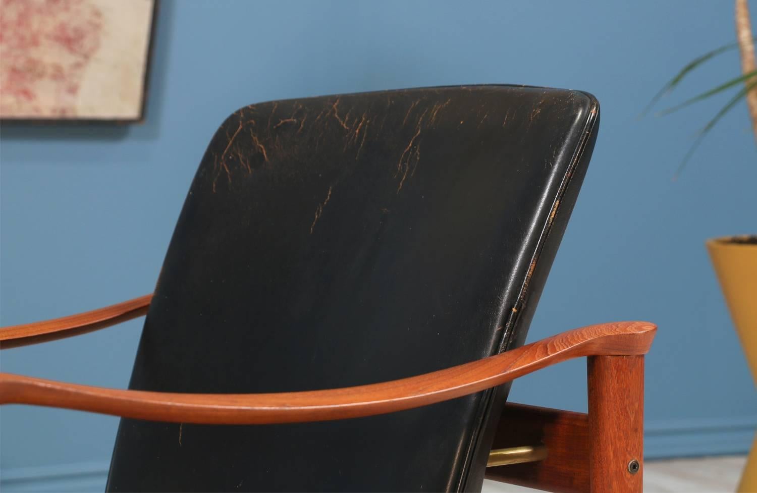 Leather Fredrik Kayser Model-711 Lounge Chair for Vatne Lenestolfabrik