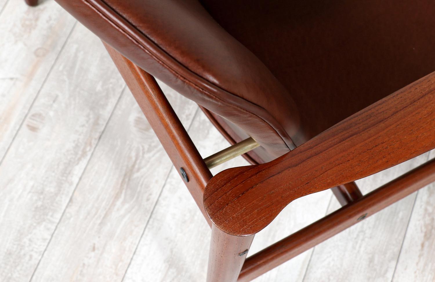Fredrik Kayser Model-711 Teak & Cognac Leather Lounge Chair 4