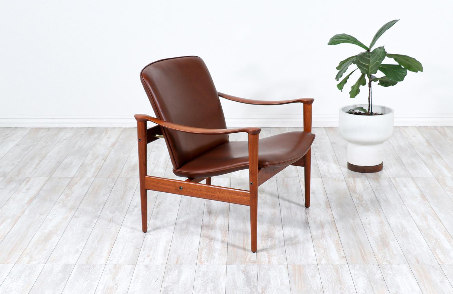 Fredrik Kayser Model-711 Teak & Cognac Leather Lounge Chair for Vatne