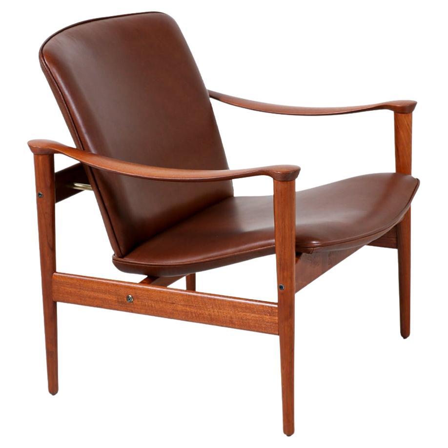 Fredrik Kayser Model-711 Teak & Cognac Leather Lounge Chair 