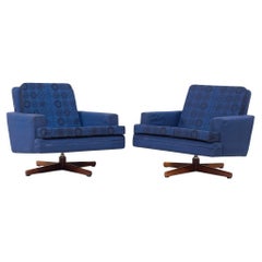 Fredrik Kayser Model 807 Mid Century Norwegian Swivel Lounge Chairs - Pair