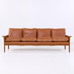 Fredrik Kayser Model-934 Mid Century Teak and Leather Sofa