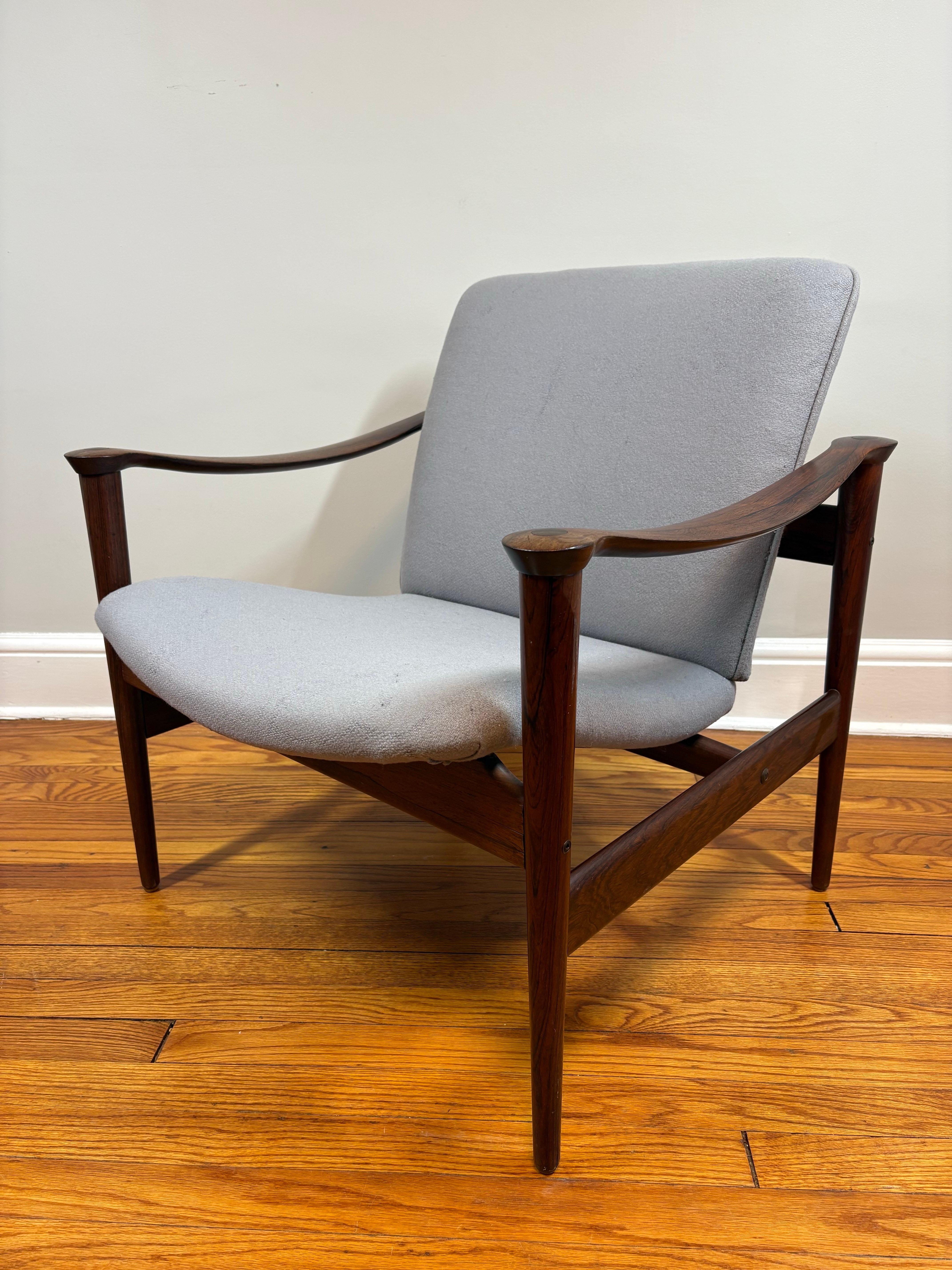 20ième siècle Fauteuil / chaise longue en palissandre de Fredrik Kayser, Model No 711 pour Vatne Mobler en vente