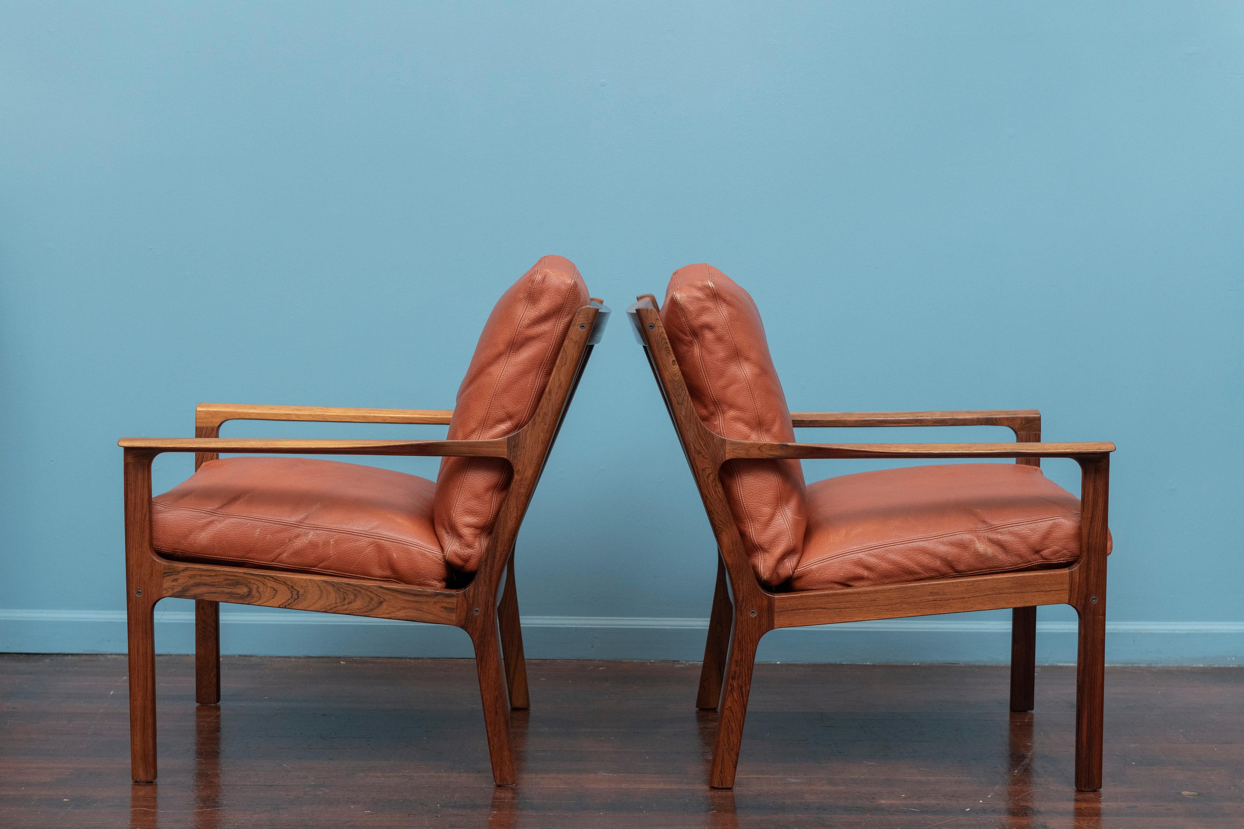 Mid-20th Century Fredrik Kayser Rosewood Lounge Chairs, Model 935