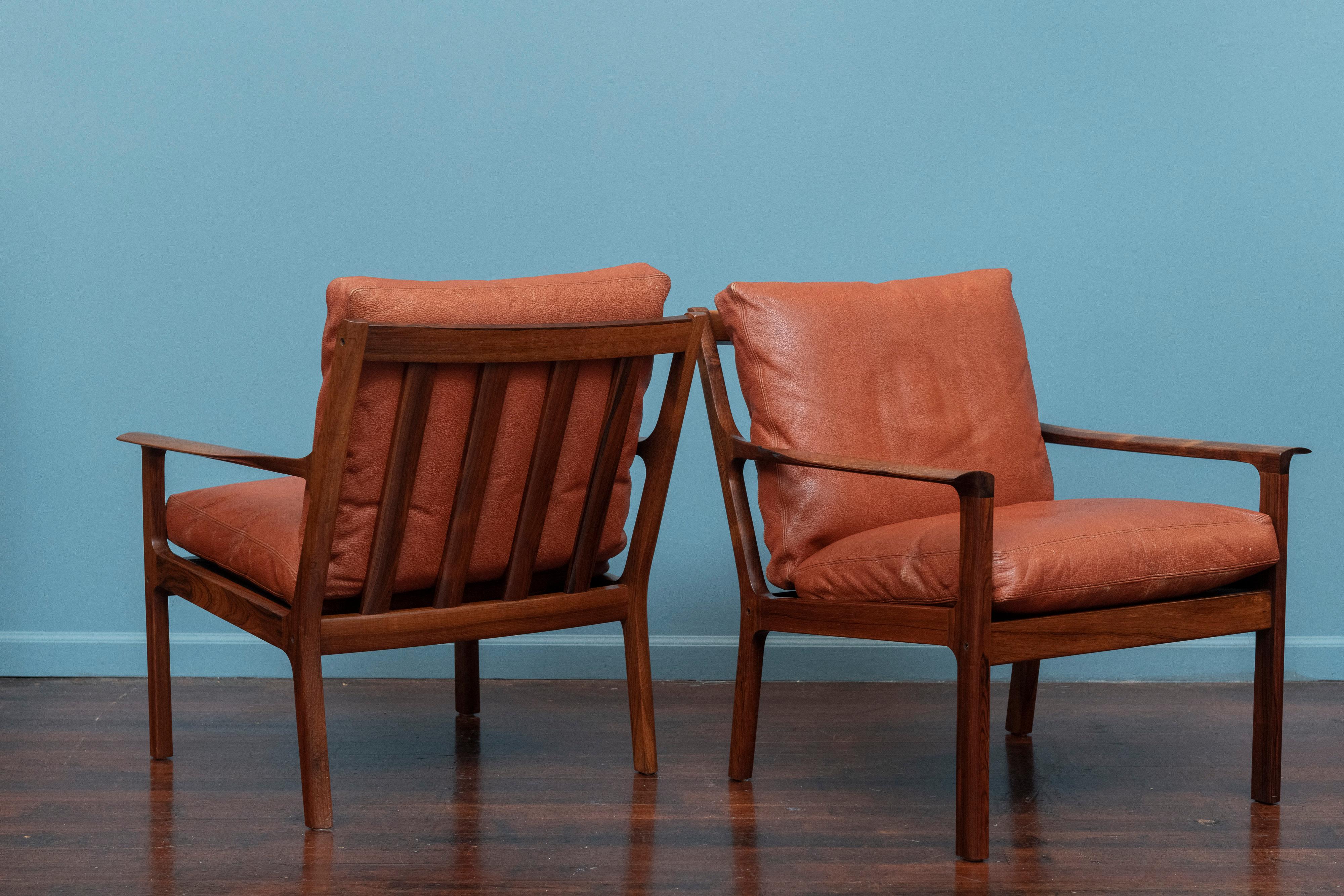 Fredrik Kayser Rosewood Lounge Chairs, Model 935 2