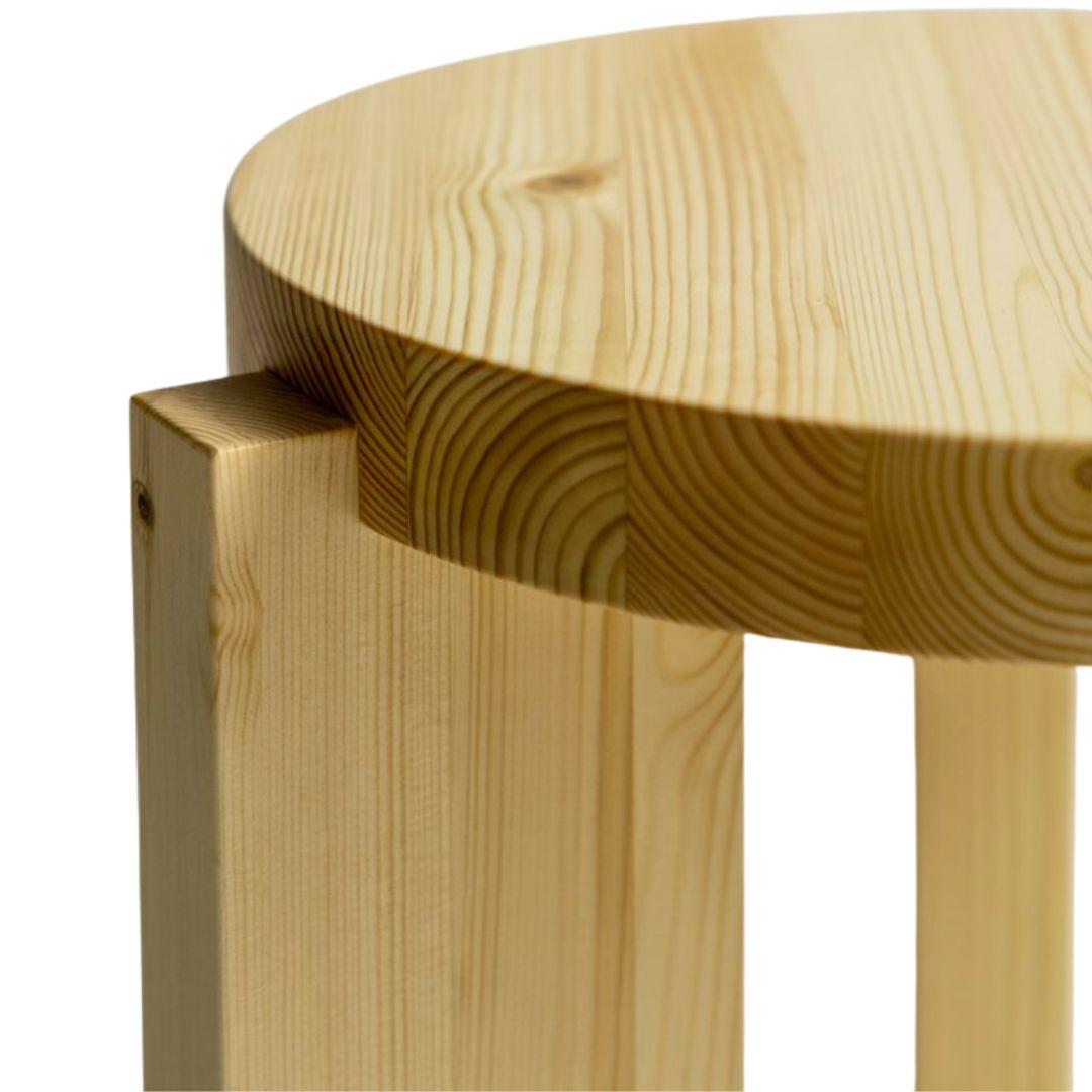 Contemporary Fredrik Paulsen '001 Stool' in Solid Finnish Pine Wood for Vaarnii For Sale