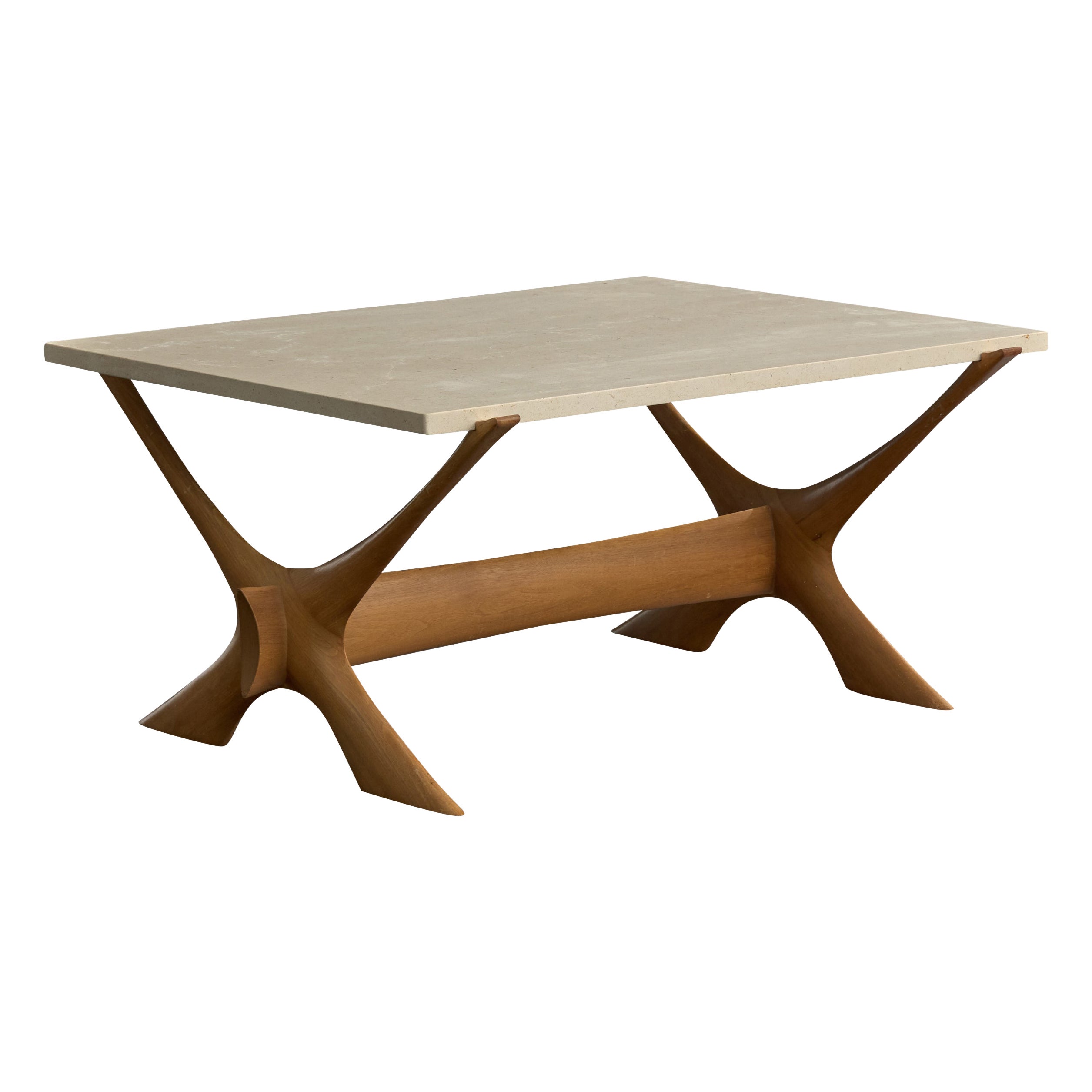 Fredrik Schriever Abeln, Coffee Table, Teak, Marble, Sweden, 1960s en venta