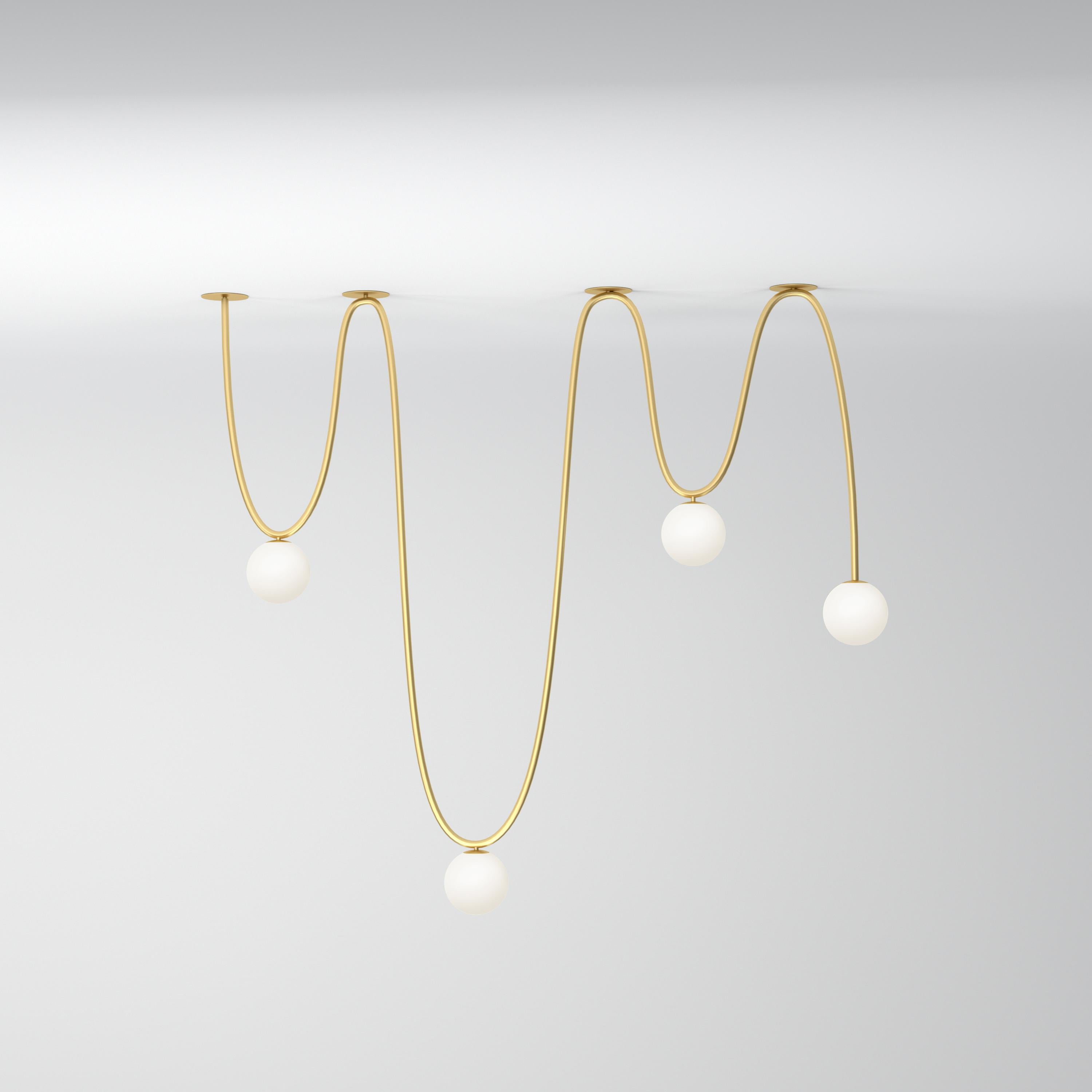 Free Drawing Motive Brass Ceiling Light by Atelier Areti
Dimensions: D 13.5 x W 152.5 x H 95 cm.
Materials: Brushed brass, white glass.

Available in white, black, color, or brass.

All our lamps can be wired according to each country. If sold to