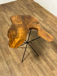 Free Edge Biomorphic MId-Century Walnut Side Table Ca. 1970s