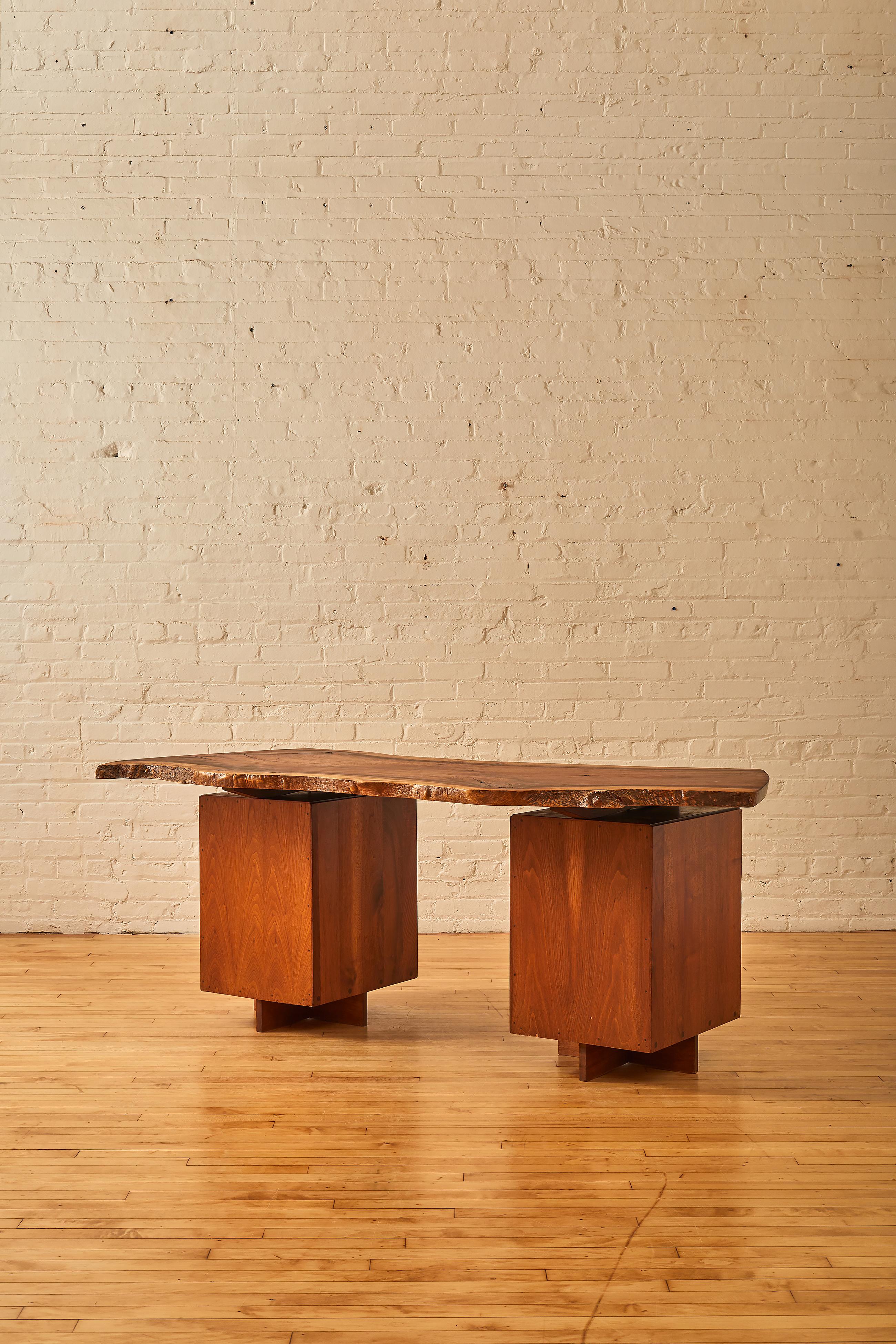 20th Century Free-Edge Double Pedestal Desk by George Nakashima