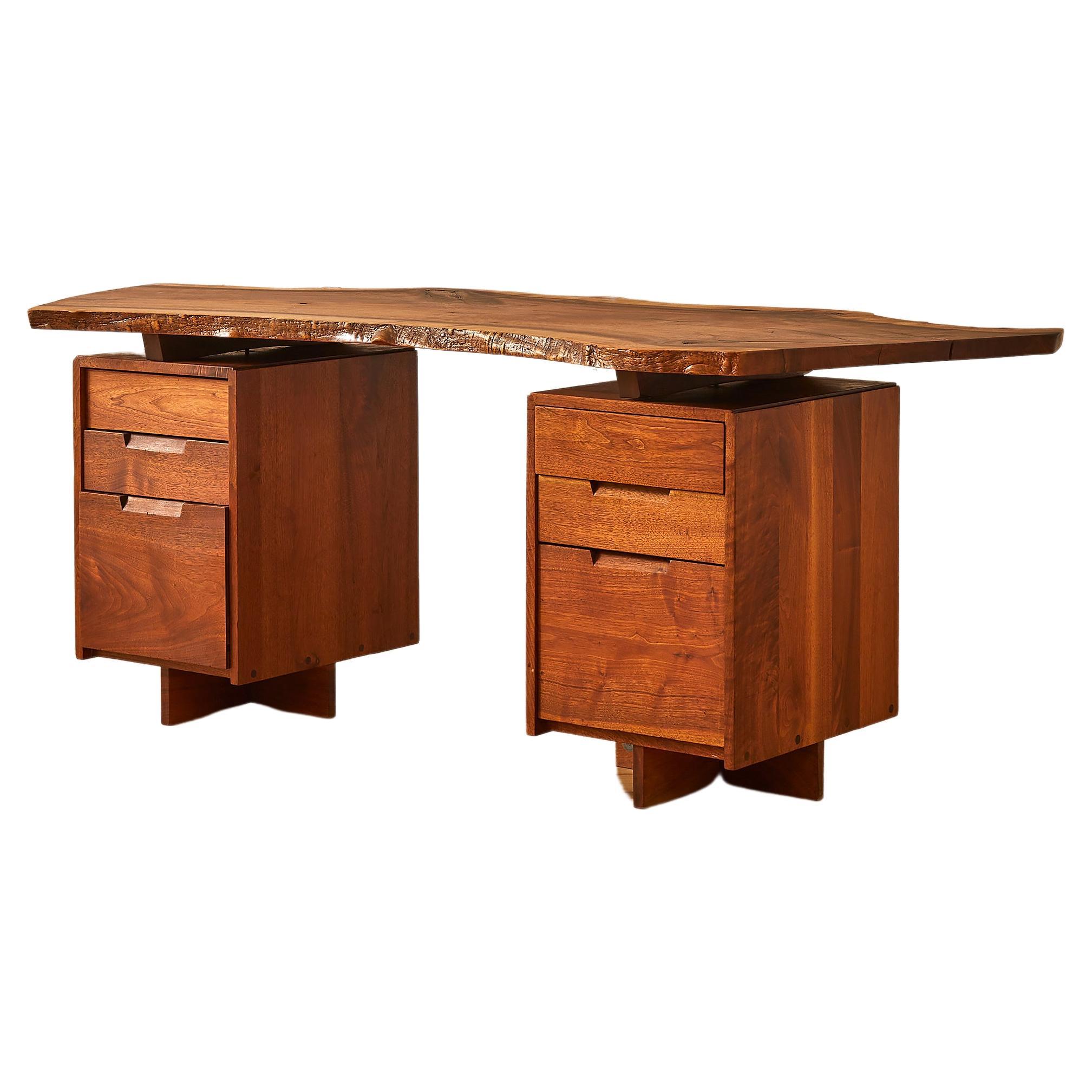 Free-Edge Double Pedestal Desk by George Nakashima