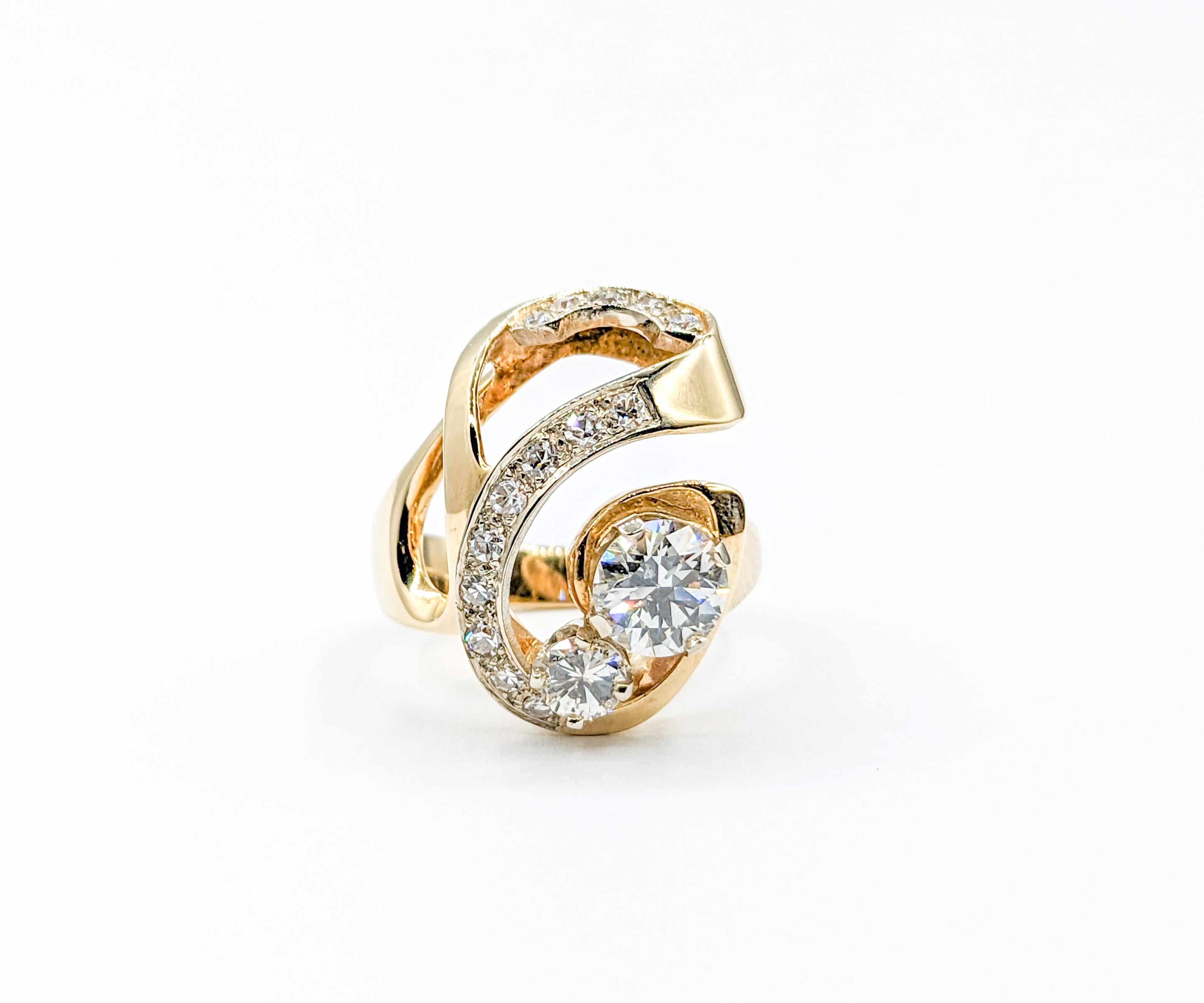 Free Form 1.25ctw Diamond Twist Statement Ring For Sale 5