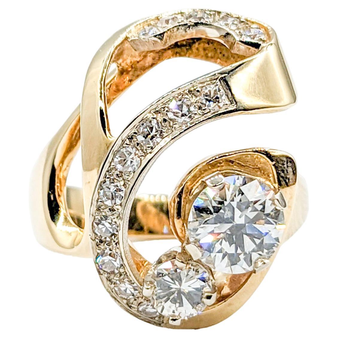 Free Form 1.25ctw Diamond Twist Statement Ring For Sale