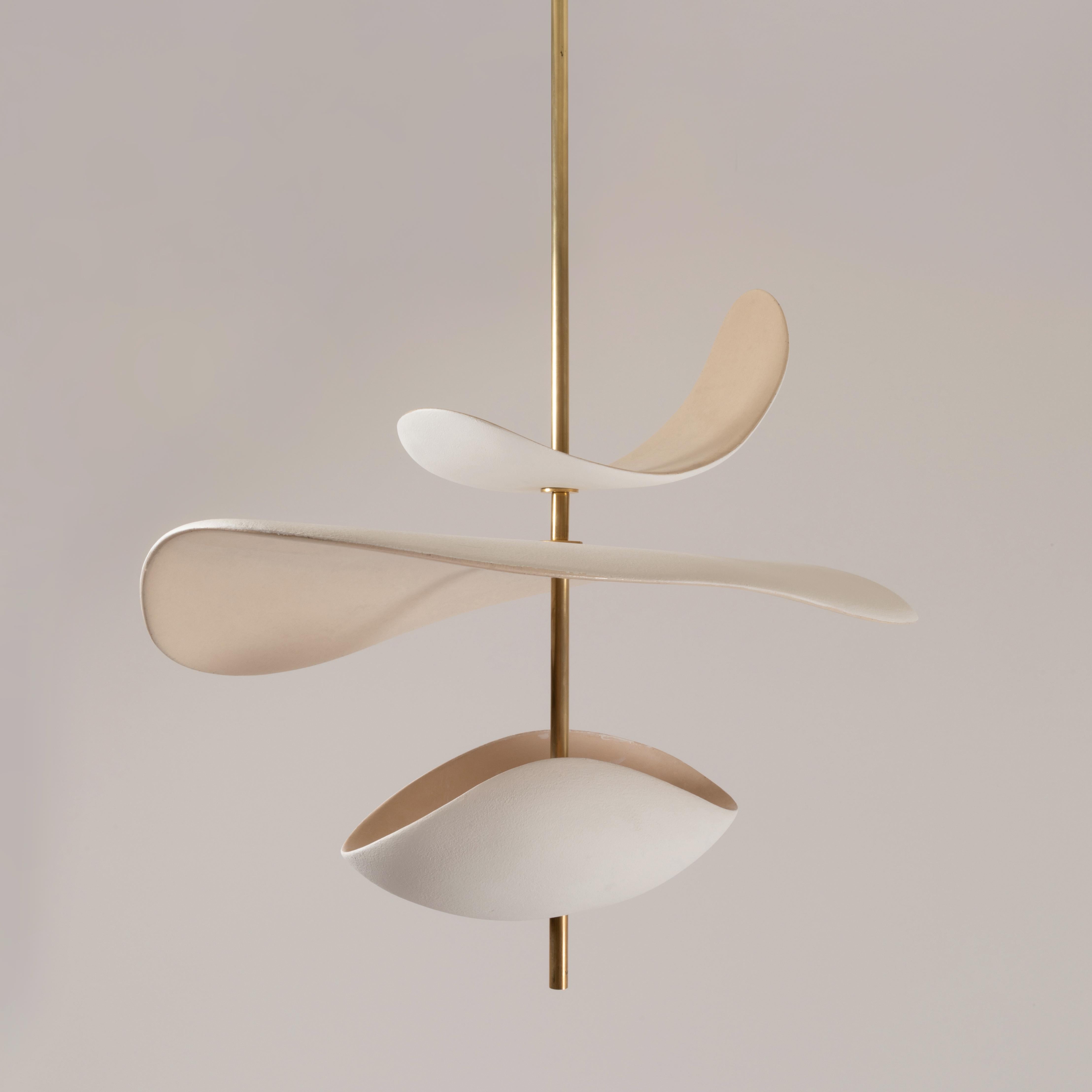 Free Form B Pendant by Elsa Foulon
Dimensions: D 75 x H 65 cm 
Materials: Ceramic, Brass
Unique Piece
Also available in different options: Bowl or Cup (lower part).
The height is min 65 cm and customizable to the customer's size. Please contact