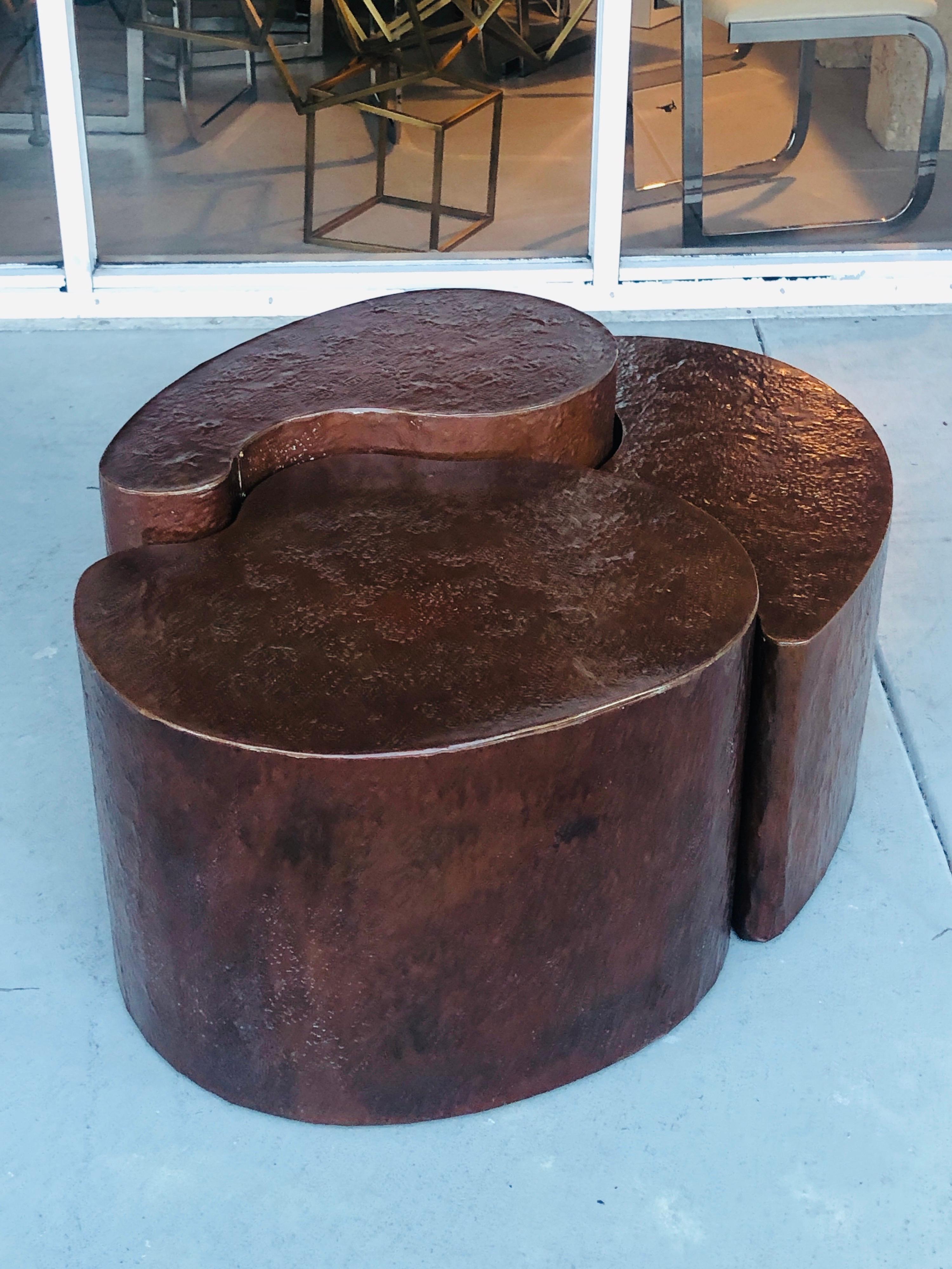Free Form Biomorphic Cluster Copper Coffee Table, 1980s 7