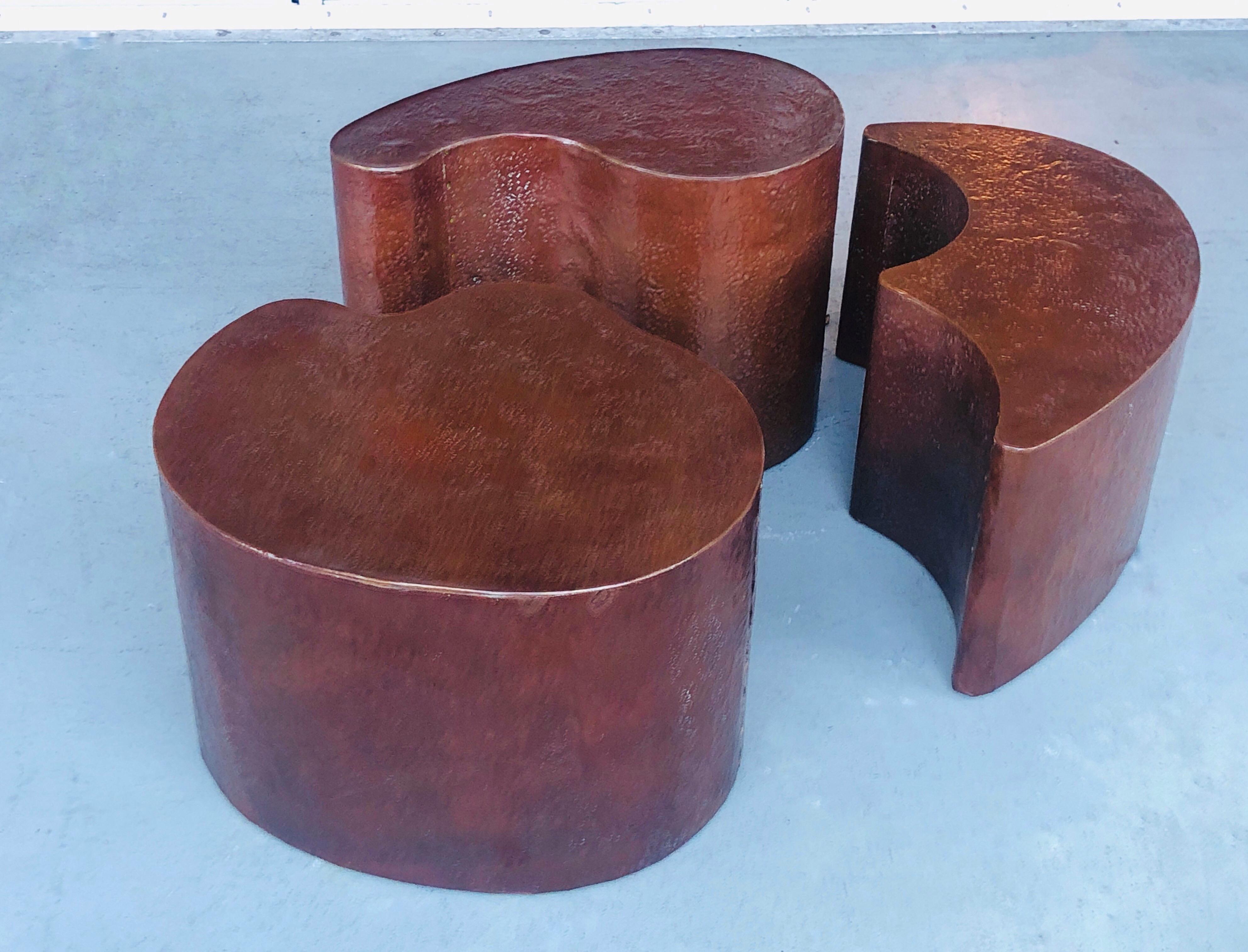 Free Form Biomorphic Cluster Copper Coffee Table, 1980s 9