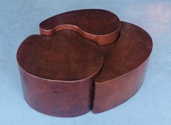 Free Form Biomorphic Cluster Copper Coffee Table, 1980s
