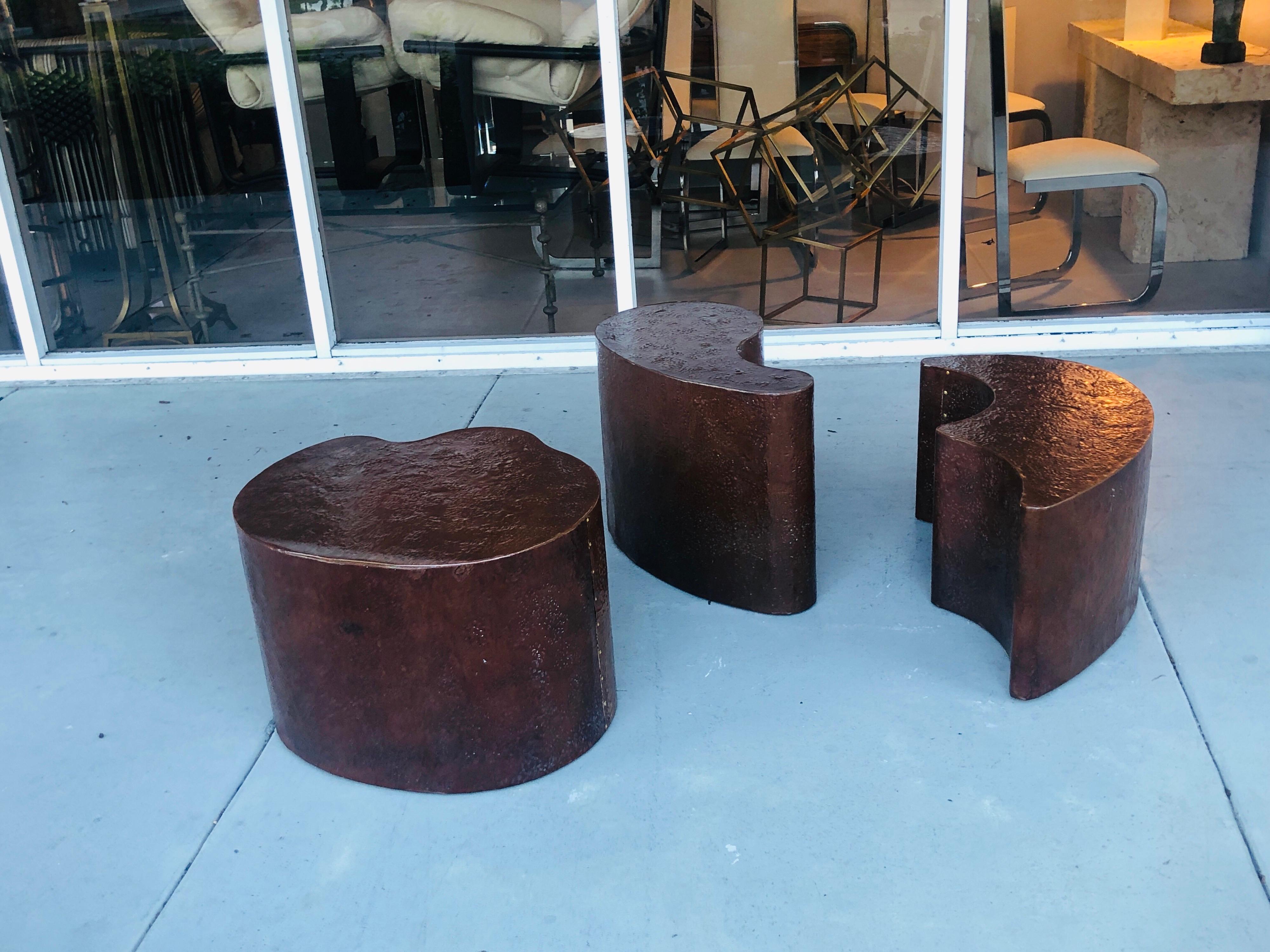 Free Form Biomorphic Cluster Copper Coffee Table, 1980s 2