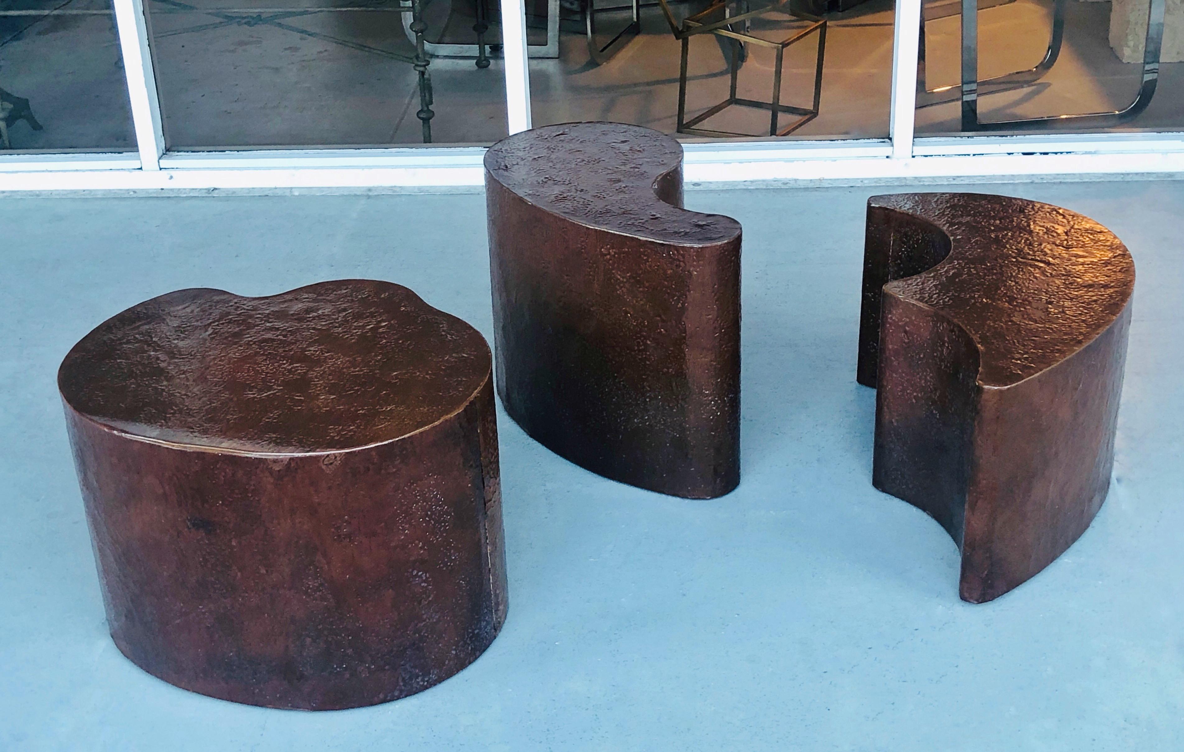 Free Form Biomorphic Cluster Copper Coffee Table, 1980s 3