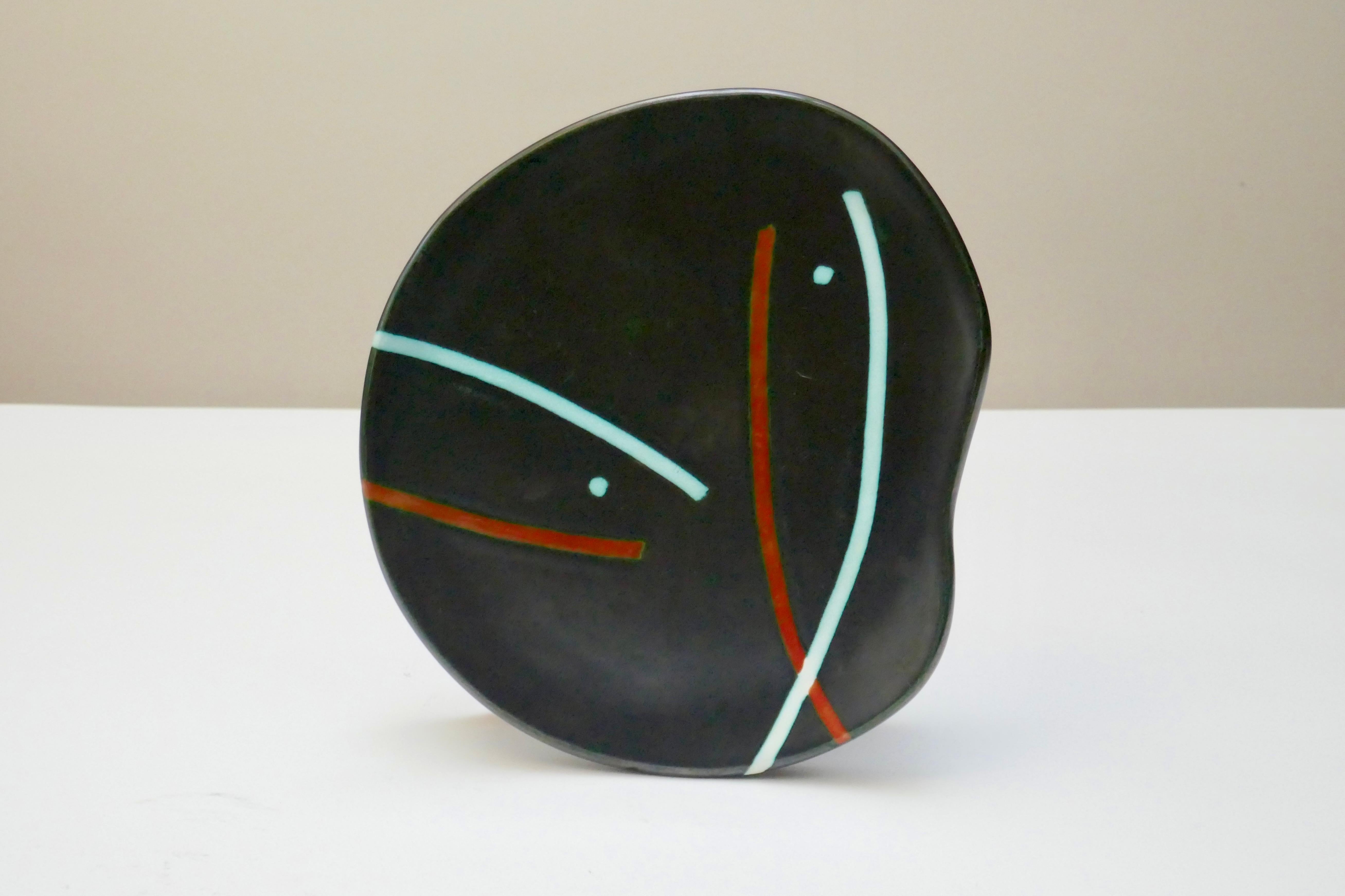 Free Form Black Ceramic Dishes/Plaques by Peter Orlando, France, 1960s For Sale 3