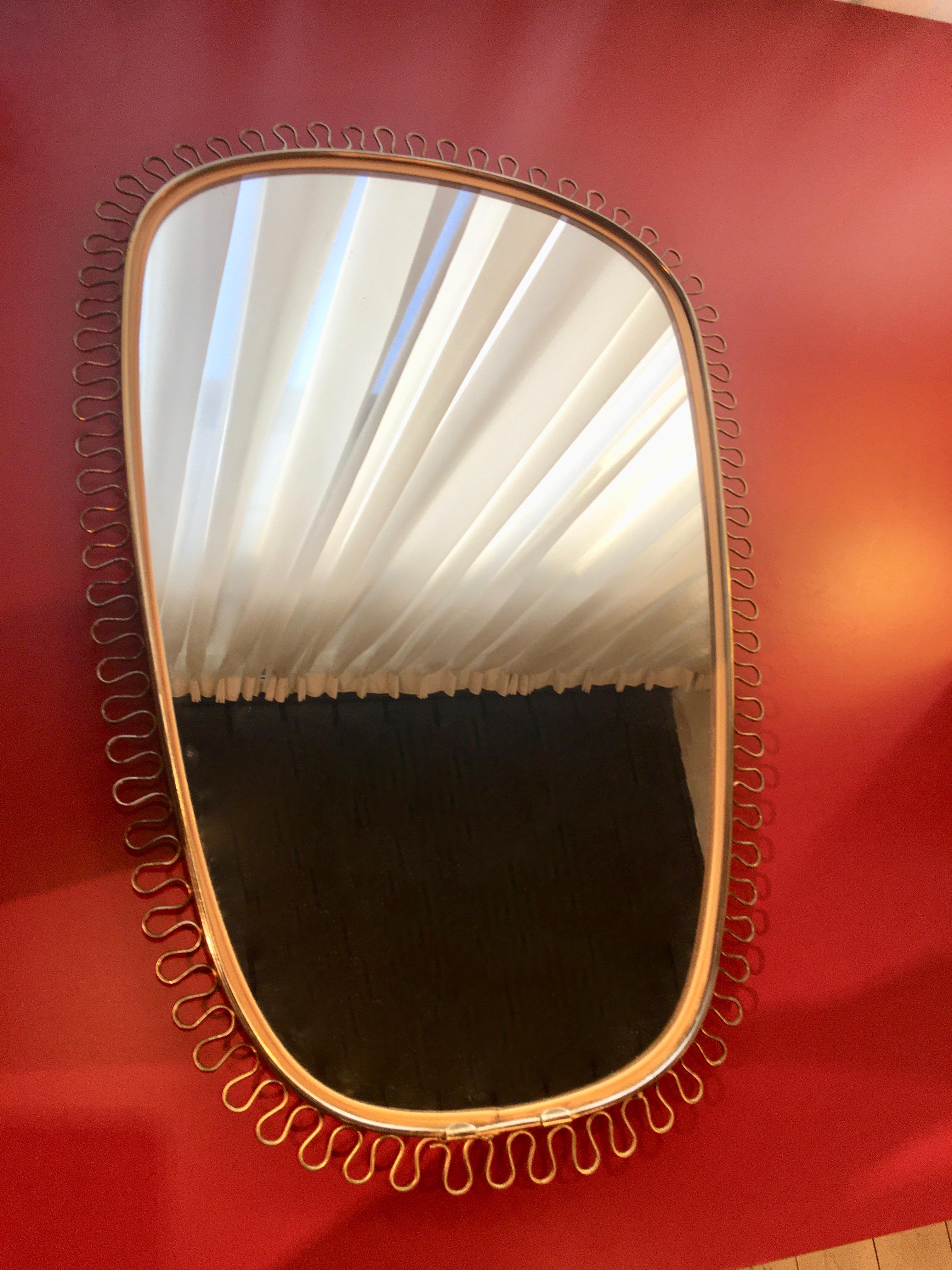 Freeform Brass Mirror by Josef Frank, Sweden, 1950 In Good Condition In Brussels, BE