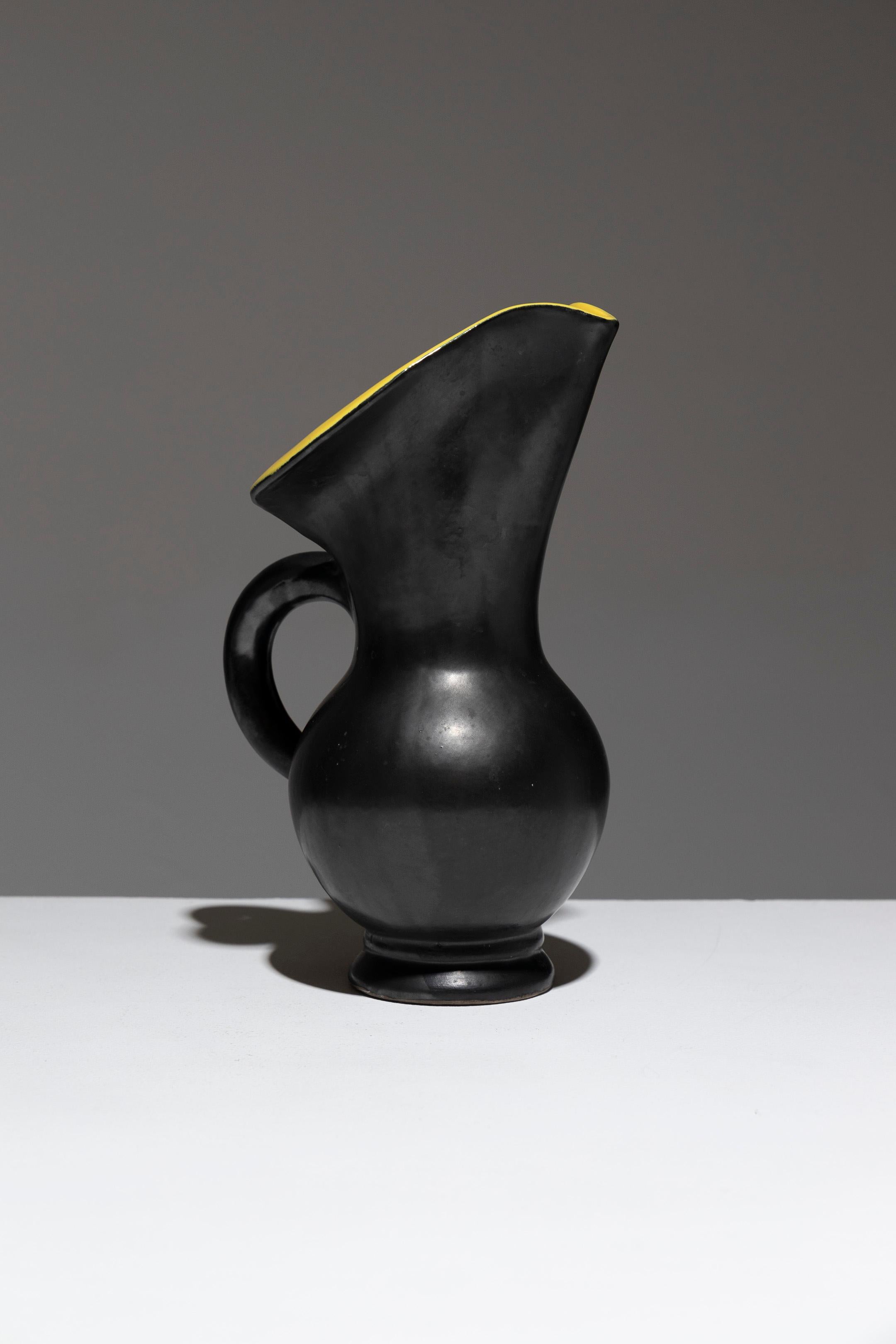 Faience Free-Form Ceramic Pitcher, Vallauris, 1950s For Sale