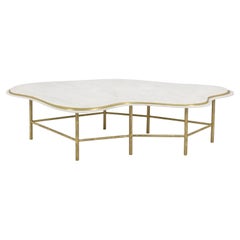 Free Form Coffee Table Ft. 3 Layered Tops In Estremoz Marble & Brass