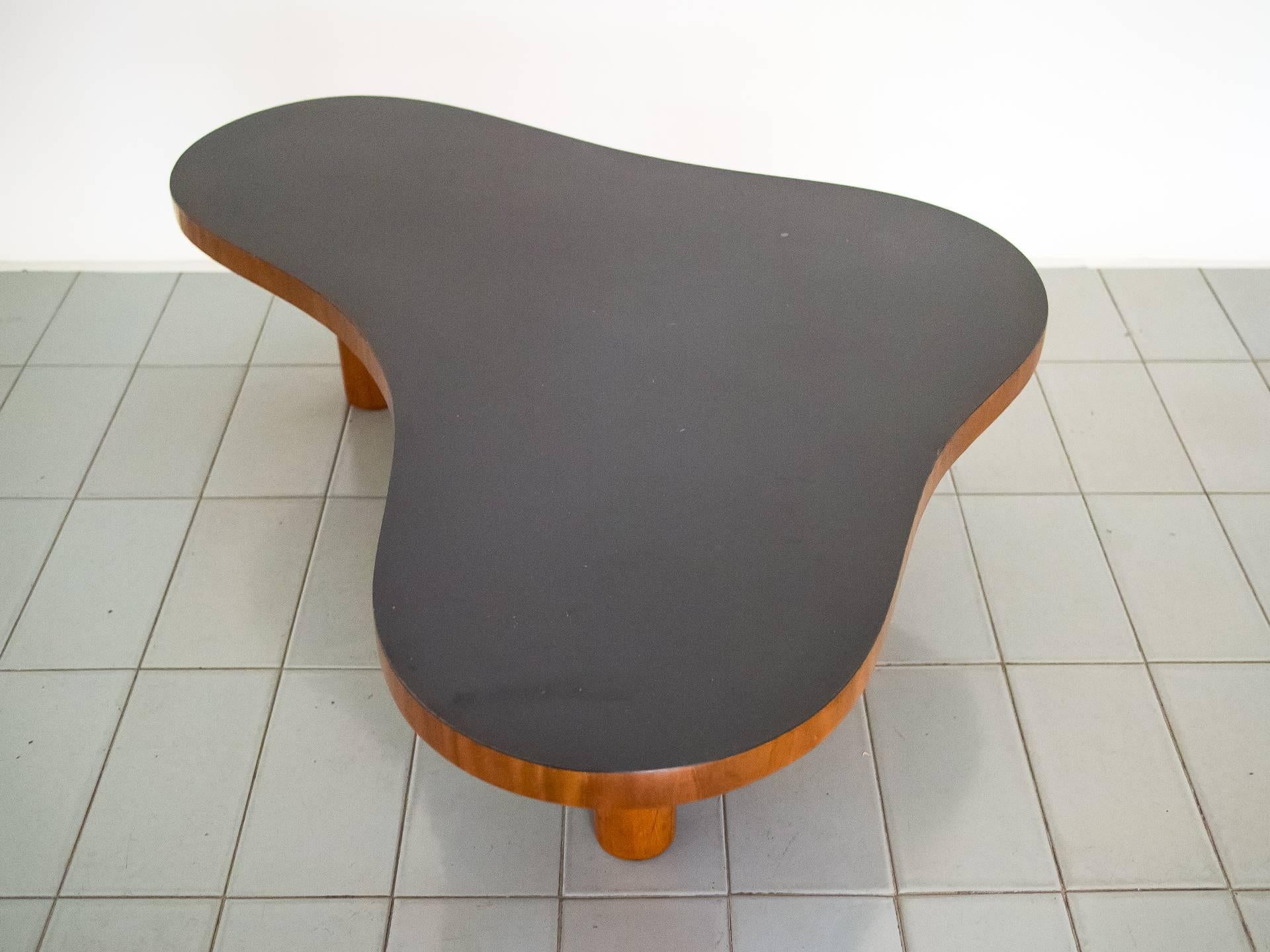 Formica Free-Form Coffee Table in the Manner of Jean Royère Three Wooden Legs