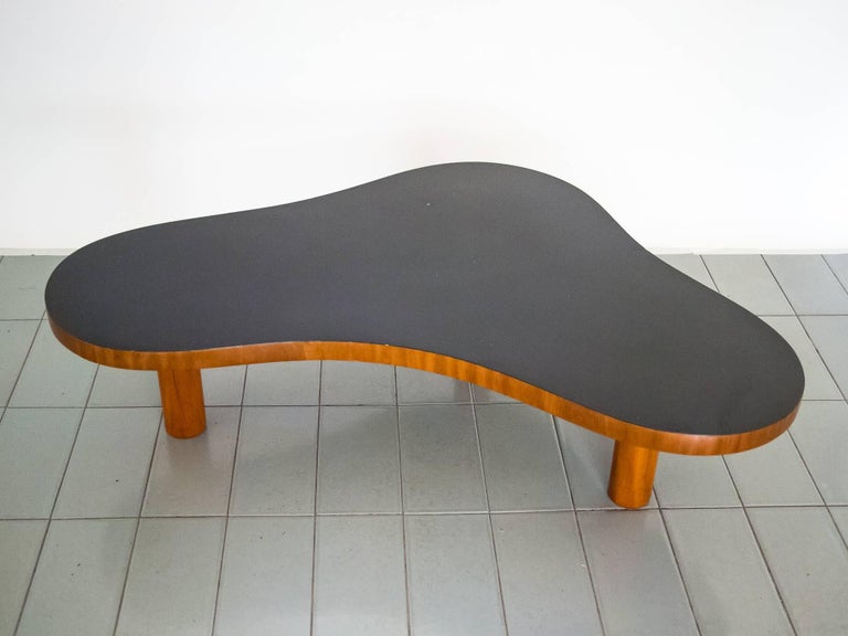 Free-Form Coffee Table in the Manner of Jean Royère Three Wooden Legs 6