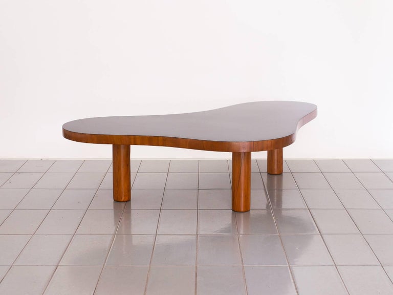 Brazilian Free-Form Coffee Table in the Manner of Jean Royère Three Wooden Legs