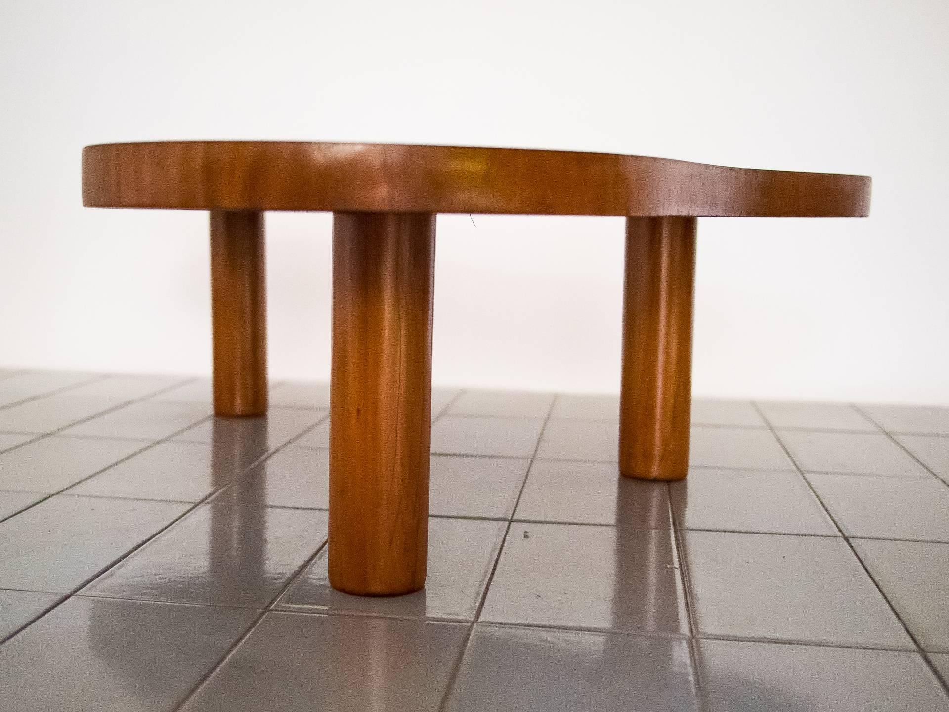 Brazilian Free-Form Coffee Table in the Manner of Jean Royère Three Wooden Legs