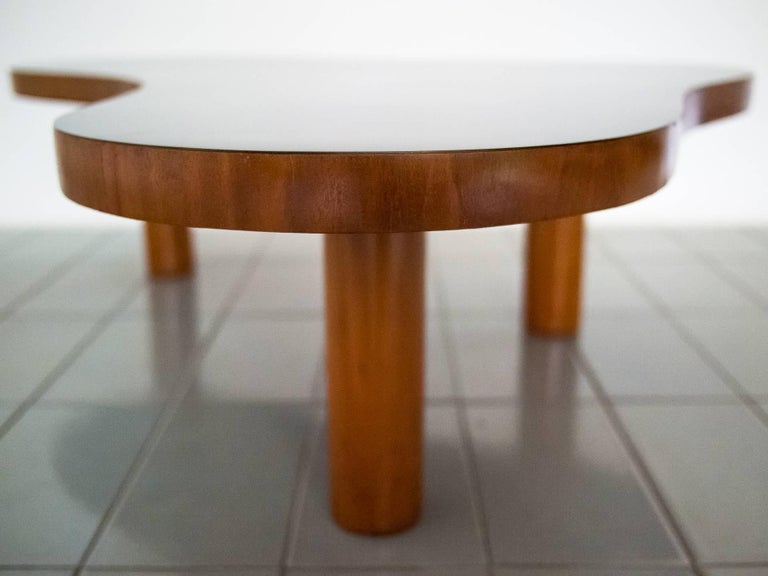 Free-Form Coffee Table in the Manner of Jean Royère Three Wooden Legs 2