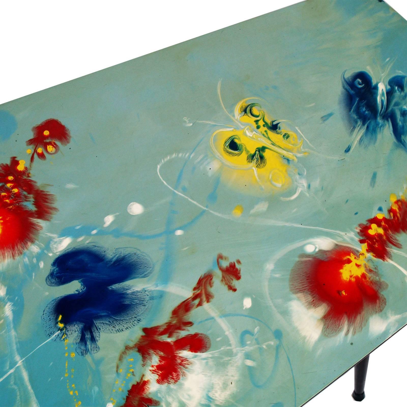 Ébénisé Table basse de forme libre décorée dans les années 1950, attribuée à Gio Ponti & De Poli en vente